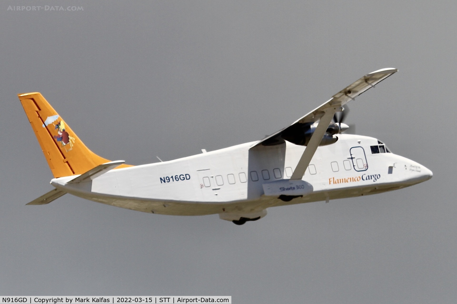 N916GD, 1989 Short SD3-60-200 C/N SH3751, Flamenco Air Cargo Shorts SD360 departing STT enroute to SXM
