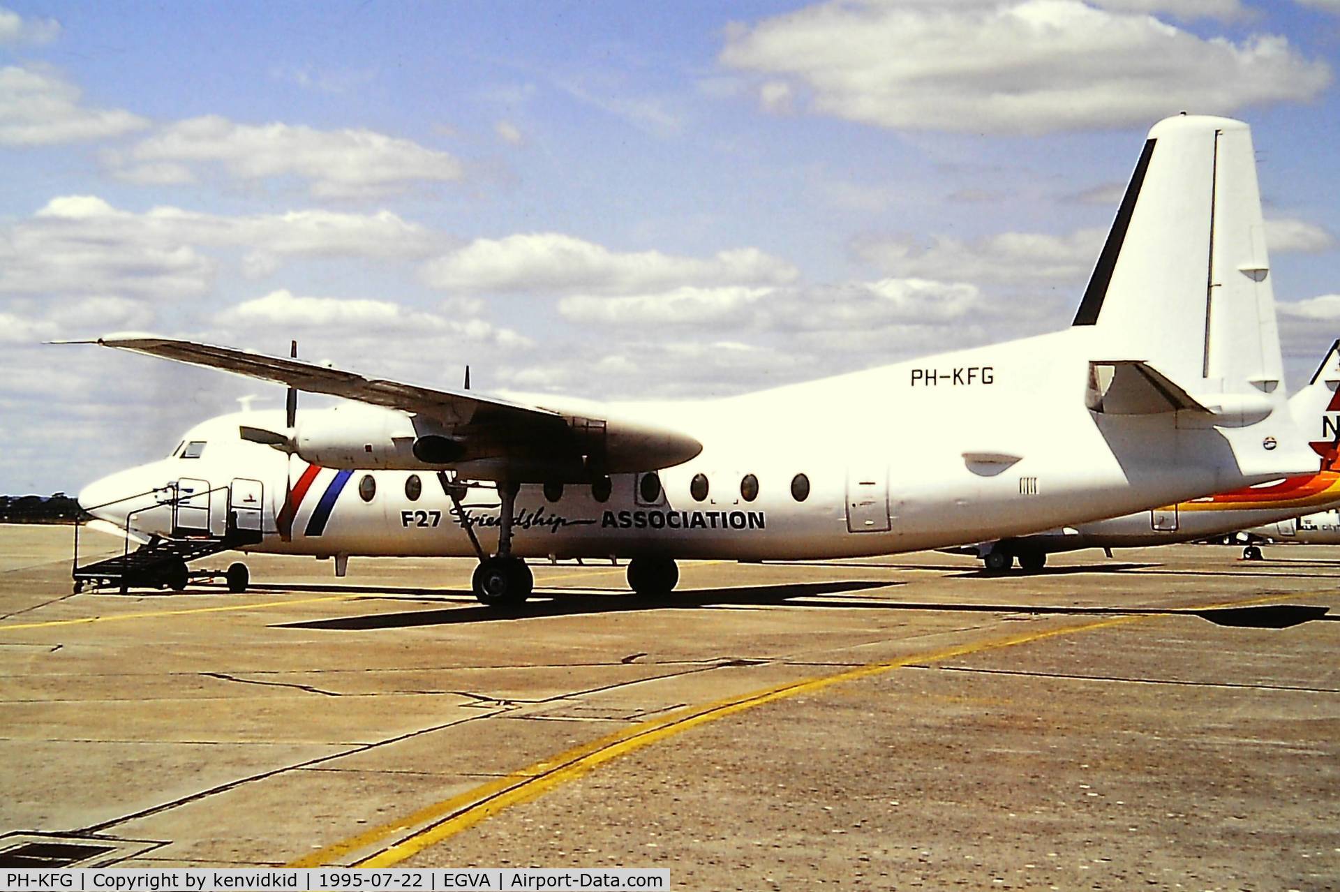 PH-KFG, 1964 Fokker F-27-200 Friendship C/N 10249, At the 1995 Fairford International Air Tattoo, scanned from slide.