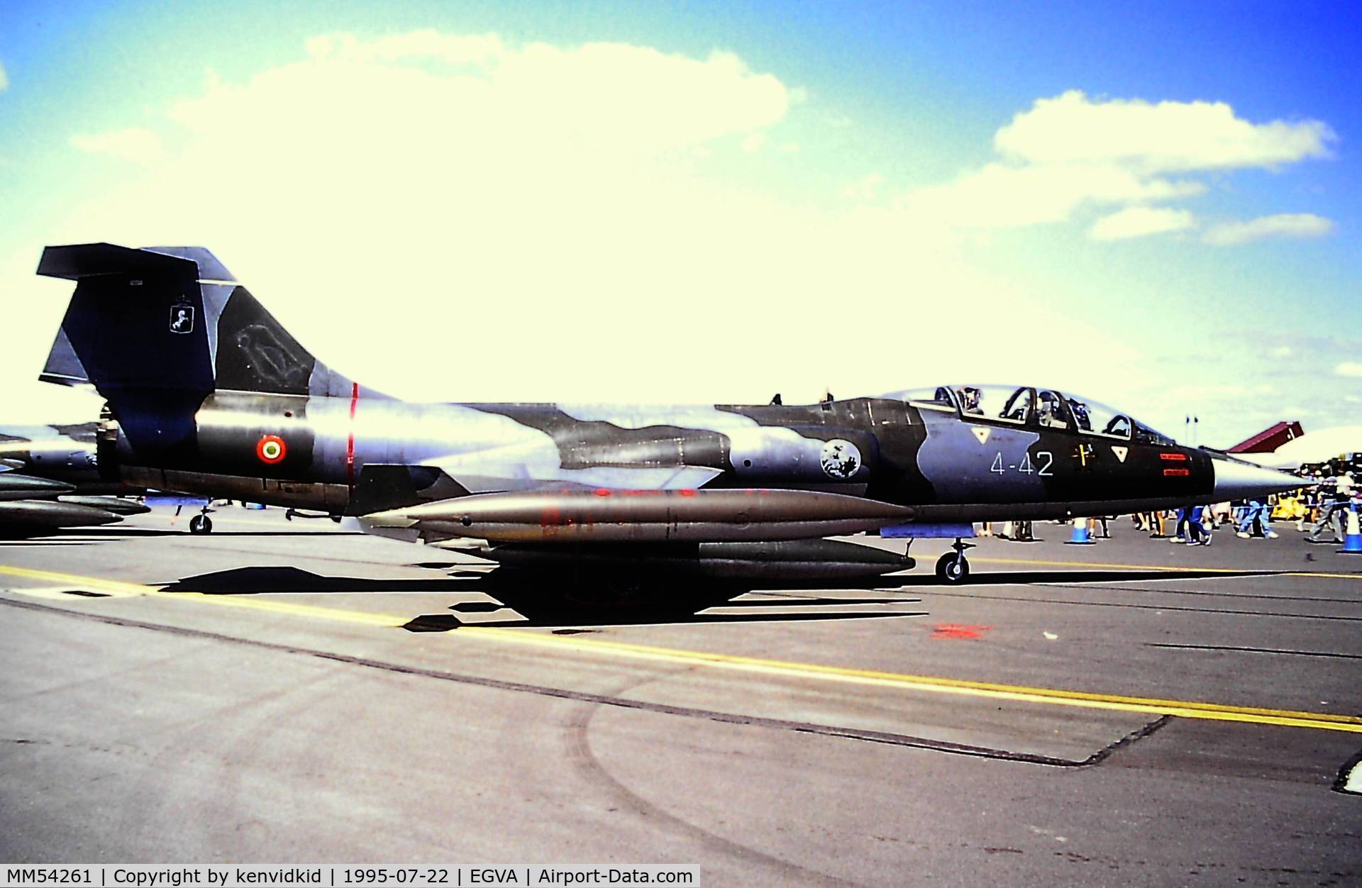 MM54261, Lockheed TF-104G Starfighter C/N 583H-5212, At the 1995 Fairford International Air Tattoo, scanned from slide.