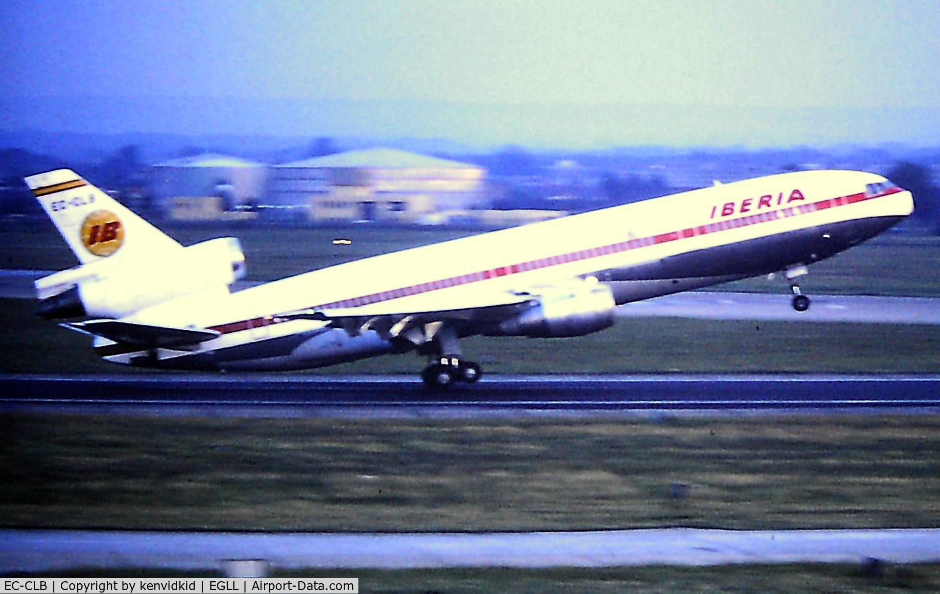 EC-CLB, 1974 McDonnell Douglas DC-10-30 C/N 47981, At Heathrow. Copied from slide.