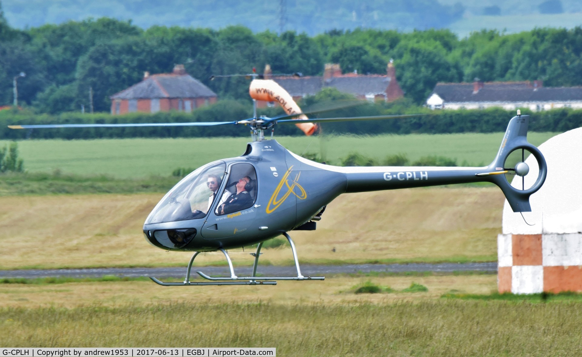 G-CPLH, 2015 Guimbal Cabri G2CA C/N 1091, G-CPLH landing at Gloucestershire Airport.