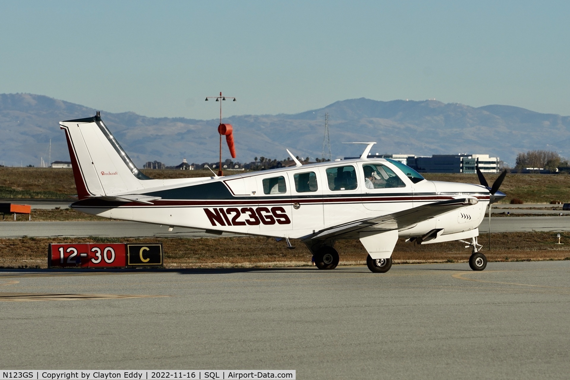 N123GS, 1979 Beech A36 Bonanza 36 C/N E-1464, San Carlos Airport in Califonia 2022.