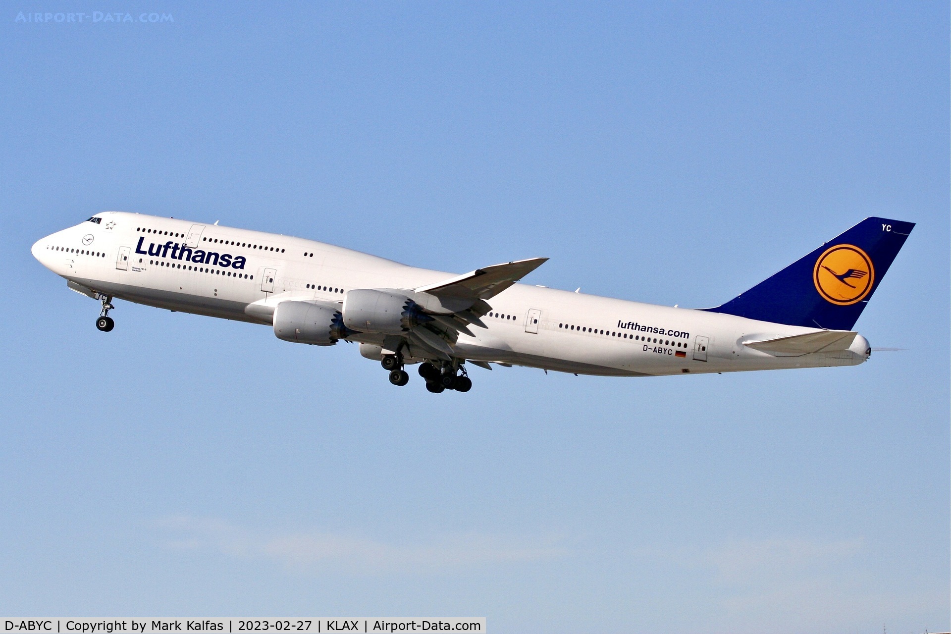 D-ABYC, 2012 Boeing 747-830 C/N 37828, Lufthansa B748, D-ABYC departing 25R LAX