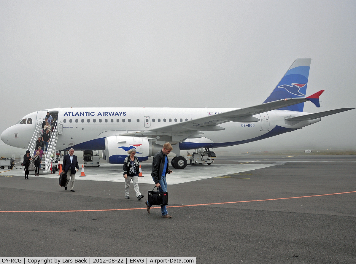 OY-RCG, 2012 Airbus A319-115 C/N 5079, Shortly after landing the airport closed due to fog