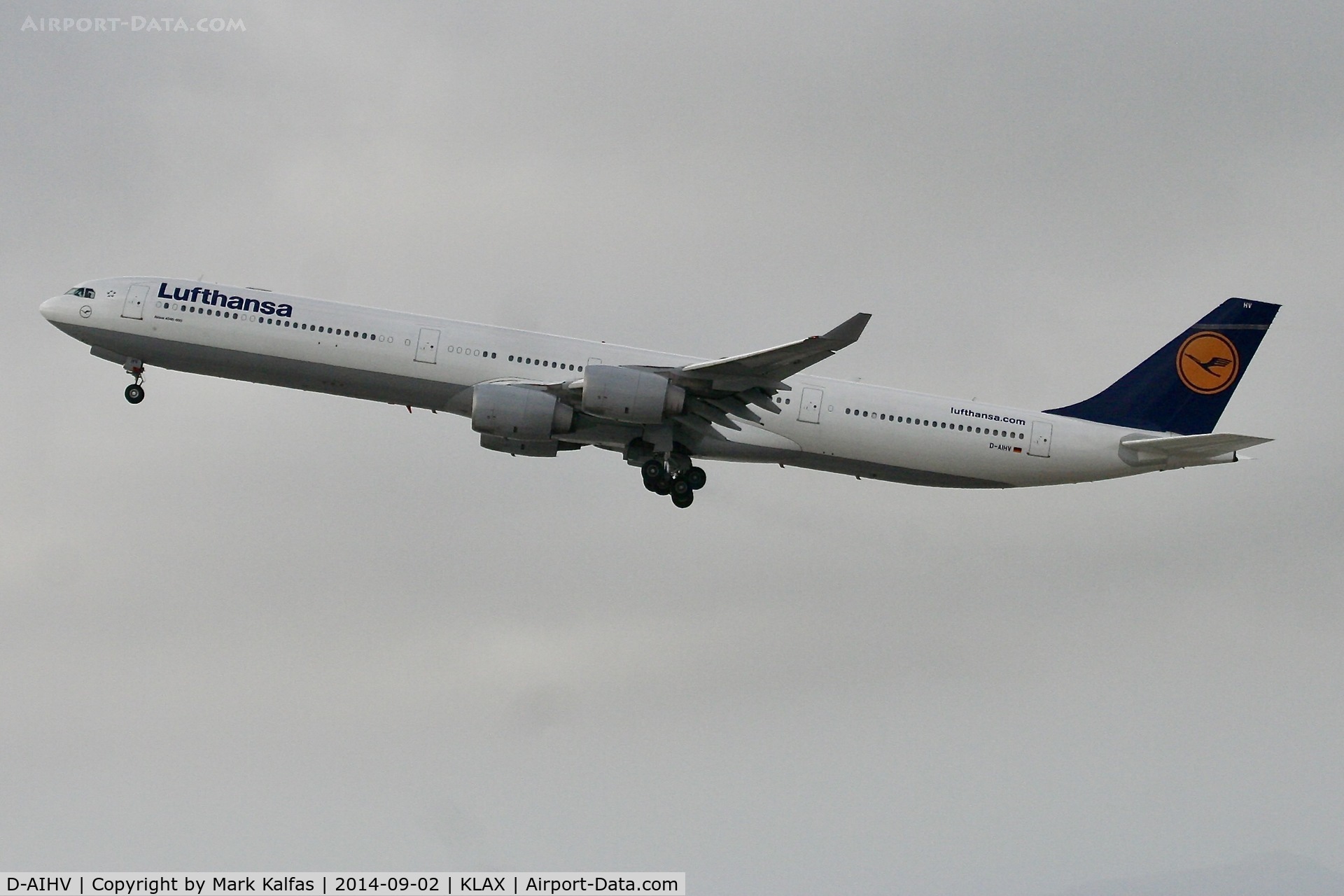 D-AIHV, 2008 Airbus A340-642X C/N 897, Lufthansa Airbus A340-642X, D-AIHV departing 25R LAX