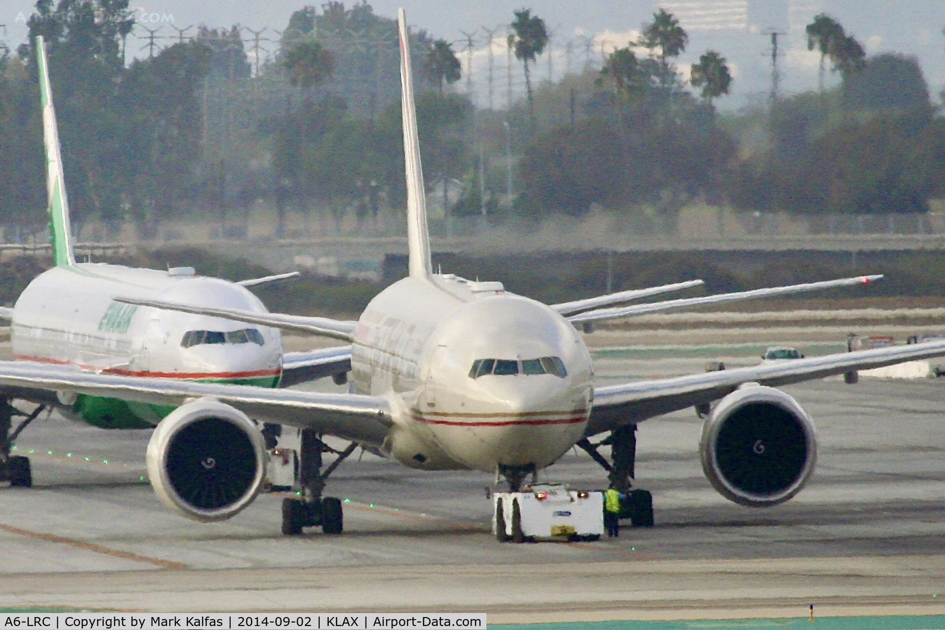 A6-LRC, 2007 Boeing 777-237/LR C/N 36302, Etihad  Boeing 777-237/LR, A6-LRC pushing back at LAX