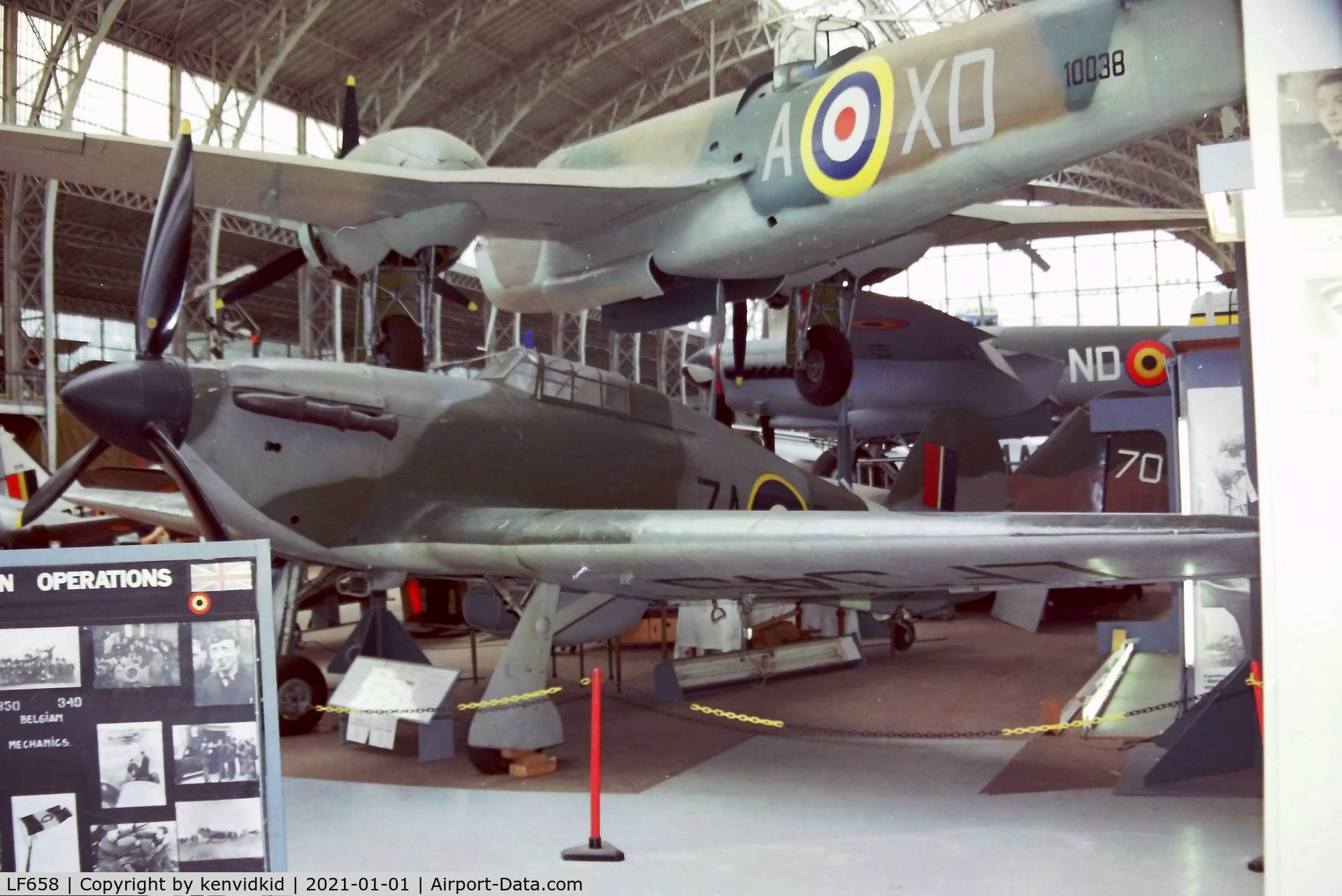 LF658, 1941 Hawker Hurricane IIC C/N 41H/469585, At the Brussels Aviation Museum in 2000.