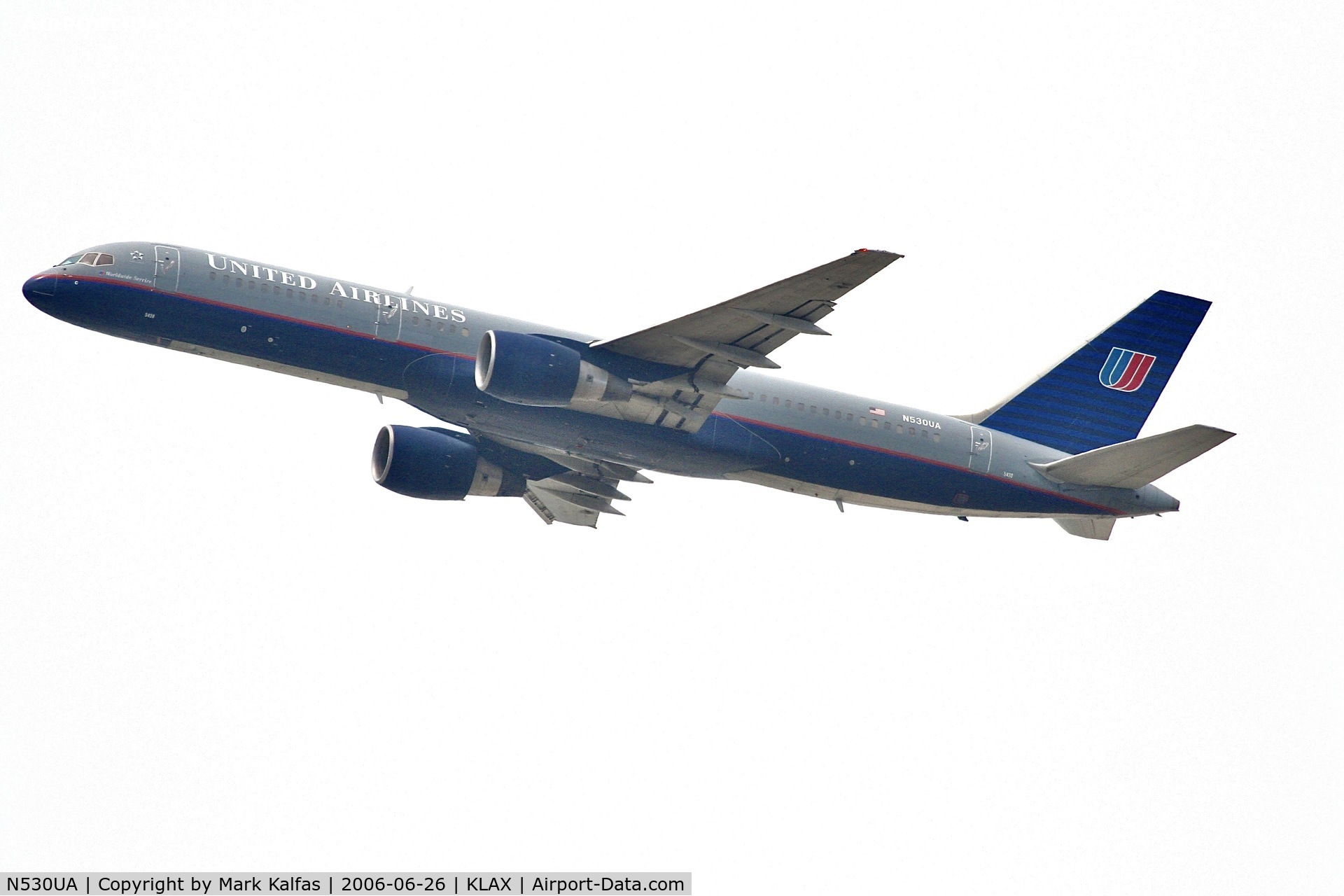 N530UA, 1991 Boeing 757-222 C/N 25043, United Boeing 757-222, N530UA departing 25R LAX