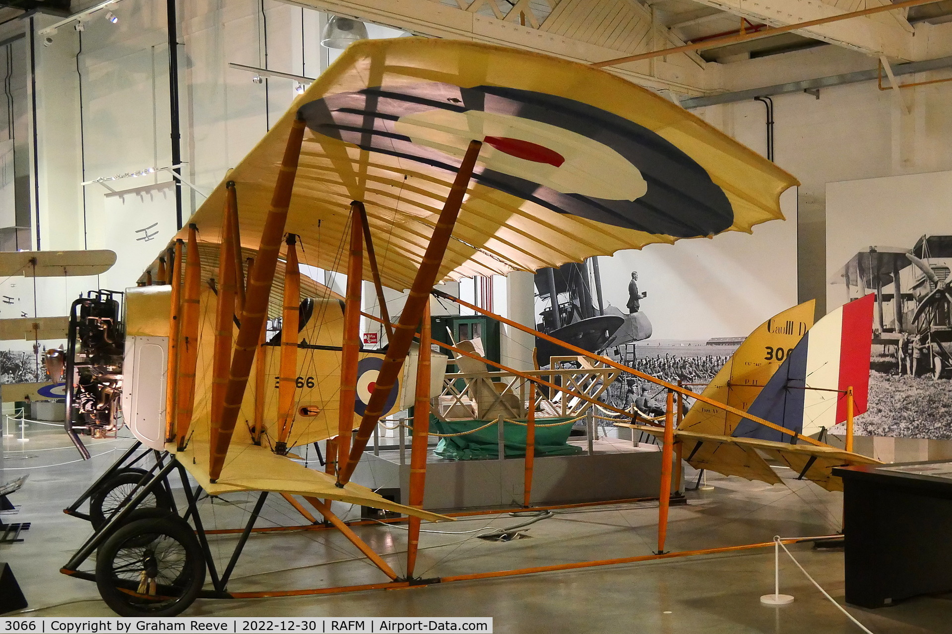 3066, 1914 Caudron G.3 C/N 7487, On display at the RAF Museum, Hendon.