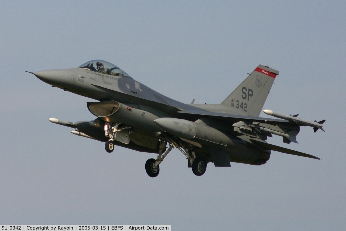 91-0342, General Dynamics F-16C Fighting Falcon C/N CC-40, still active