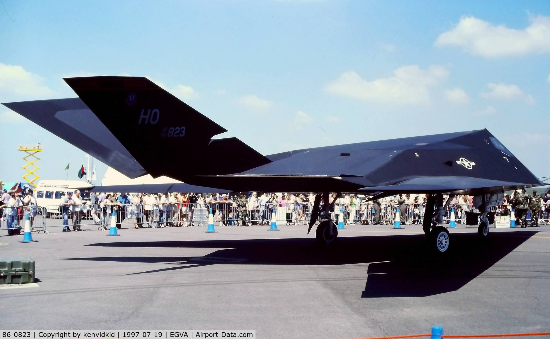 86-0823, 1986 Lockheed F-117A Nighthawk C/N A.4061, At the 1997 Royal International Air Tattoo.