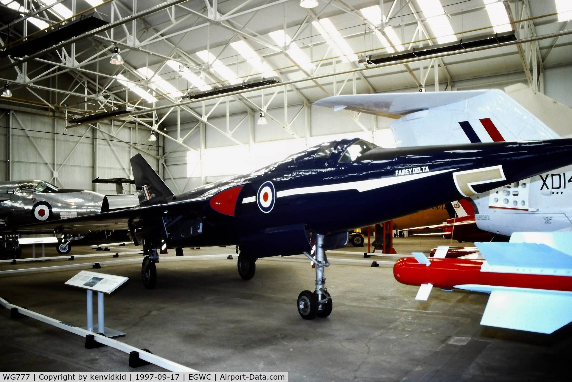 WG777, 1956 Fairey Delta FD2 C/N F9422, A visit to Cosford in 1997.
