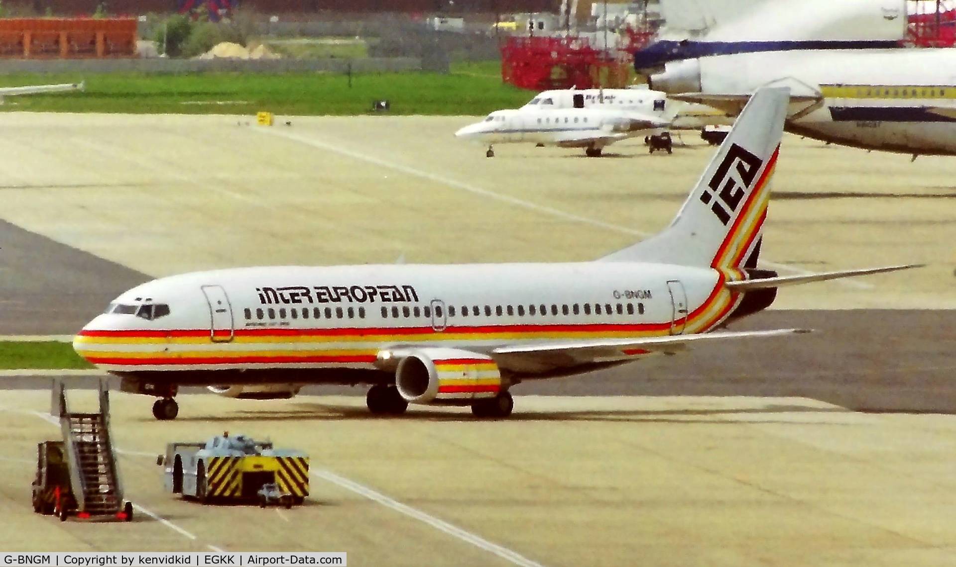 G-BNGM, 1988 Boeing 737-3Y0 C/N 23925, At London Gatwick early 1992.