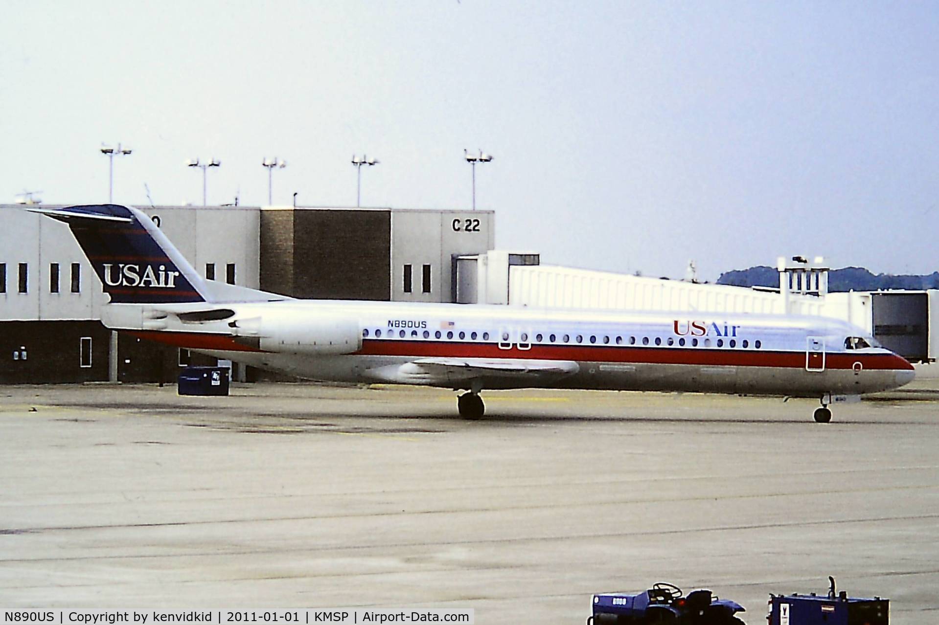N890US, 1991 Fokker 100 (F-28-0100) C/N 11365, At Minneapolis St Paul (MSP) 1993.