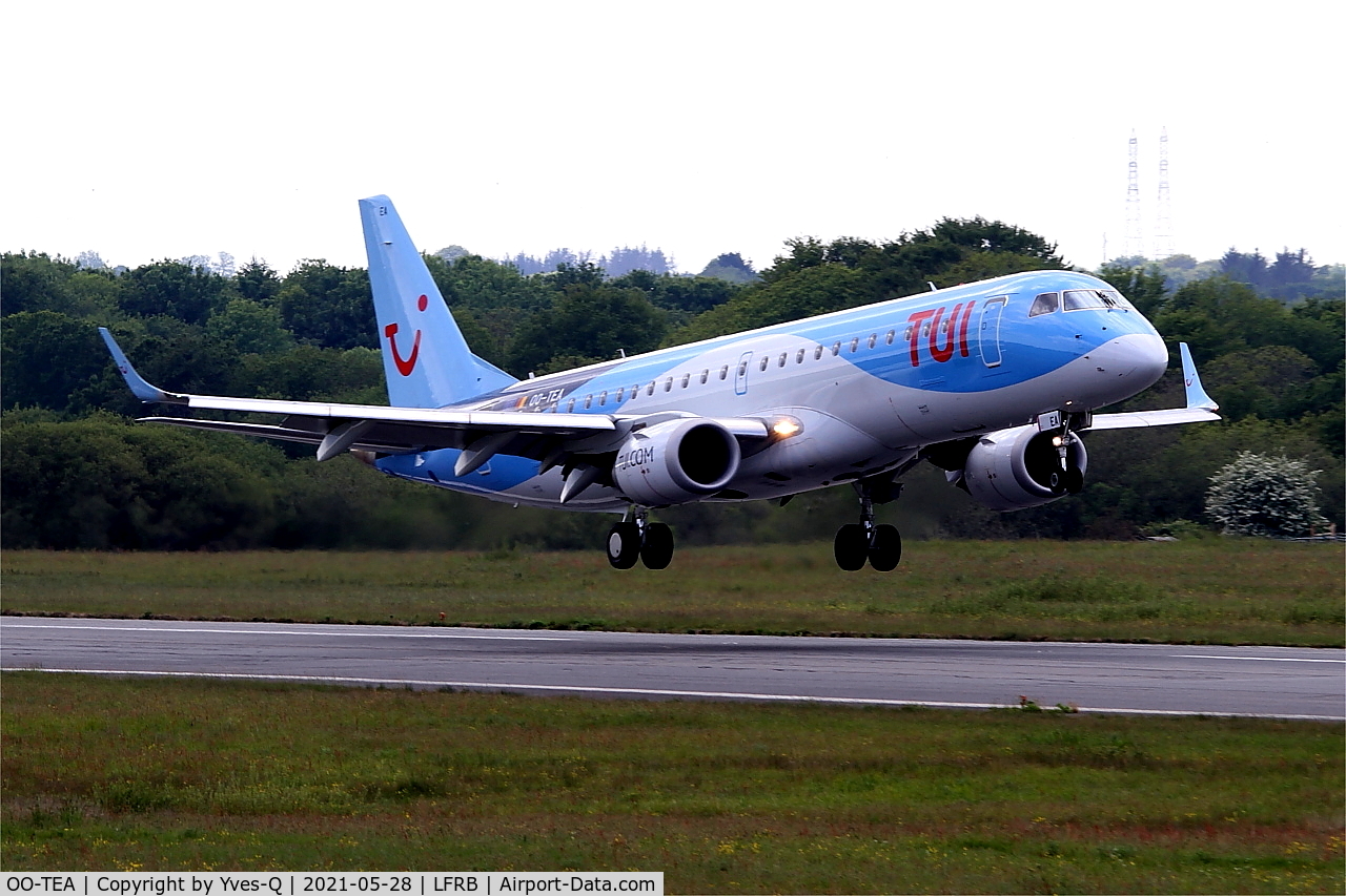 OO-TEA, 2014 Embraer 190LR (ERJ-190-100LR) C/N 19000665, Embraer 190LR, On final rwy 07R, Brest-Bretagne Airport (LFRB-BES)