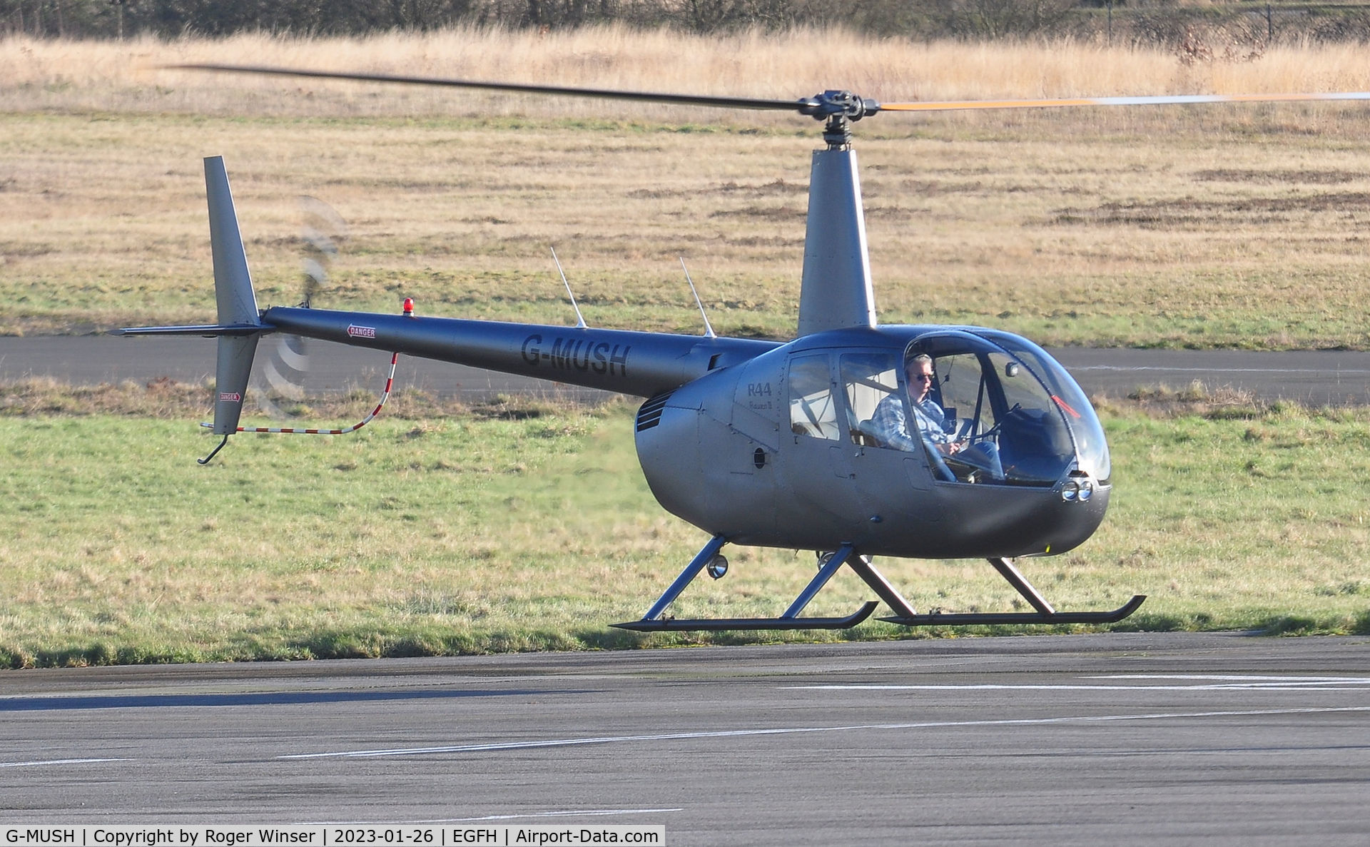 G-MUSH, 2004 Robinson R44 II C/N 10278, Resident R44 returning to base.