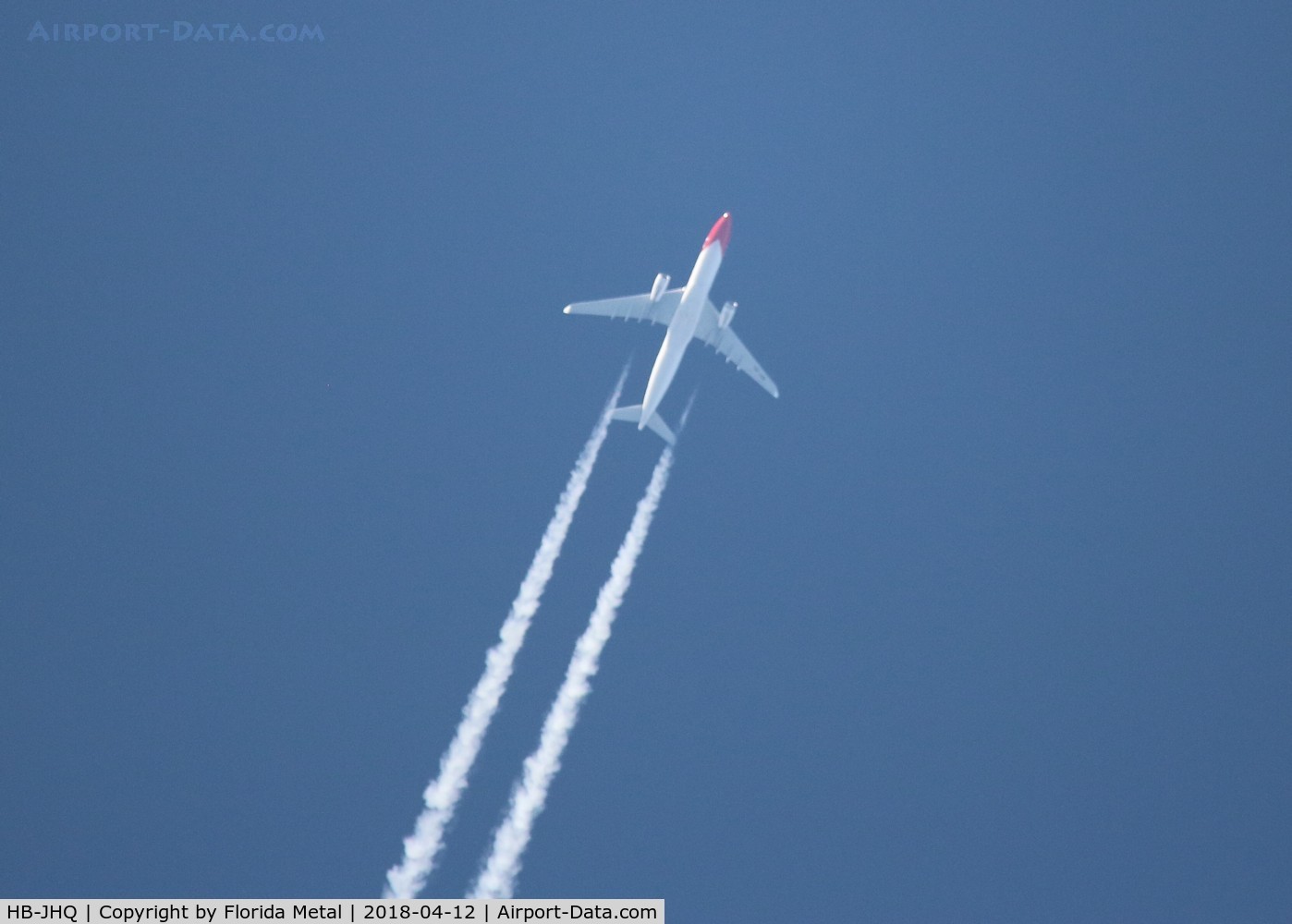 HB-JHQ, 2010 Airbus A330-343X C/N 1193, Swiss A333 zx in flight over Lakeland Florida from Zurich to Havana