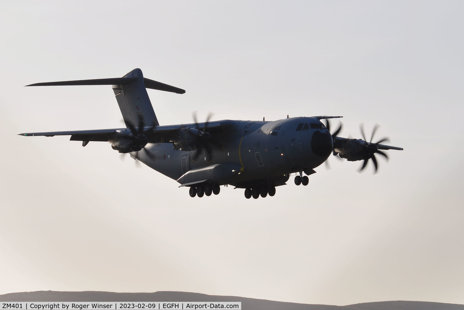 ZM401, 2014 Airbus A400M-180 Atlas C.1 C/N 016, RAF Atlas C.1 aircraft making a low pass over Runway 04.