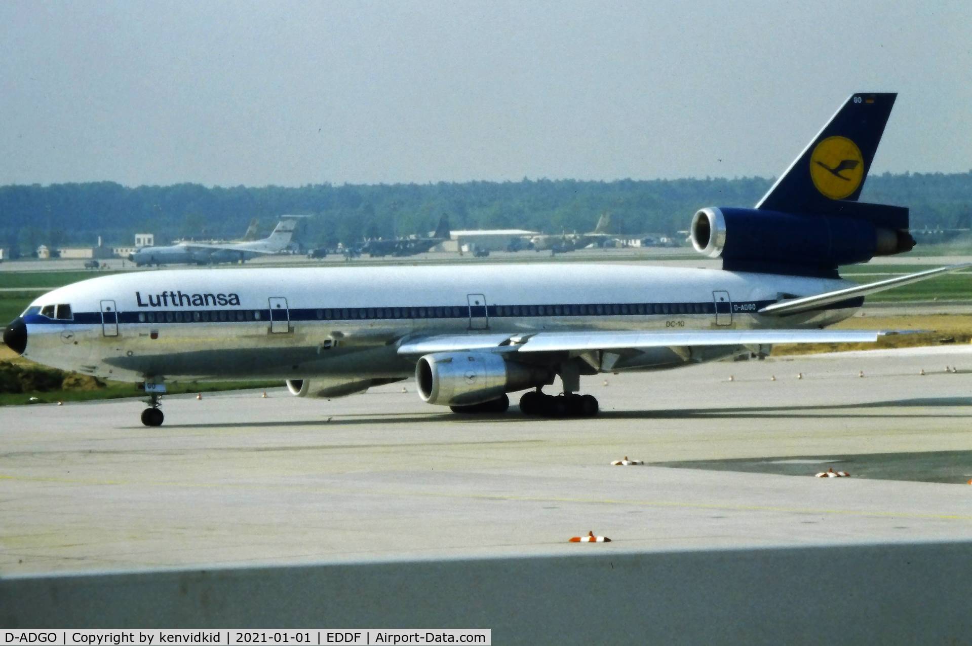 D-ADGO, 1974 McDonnell Douglas DC-10-30 C/N 47926, At Frankfurt, early 1980's.