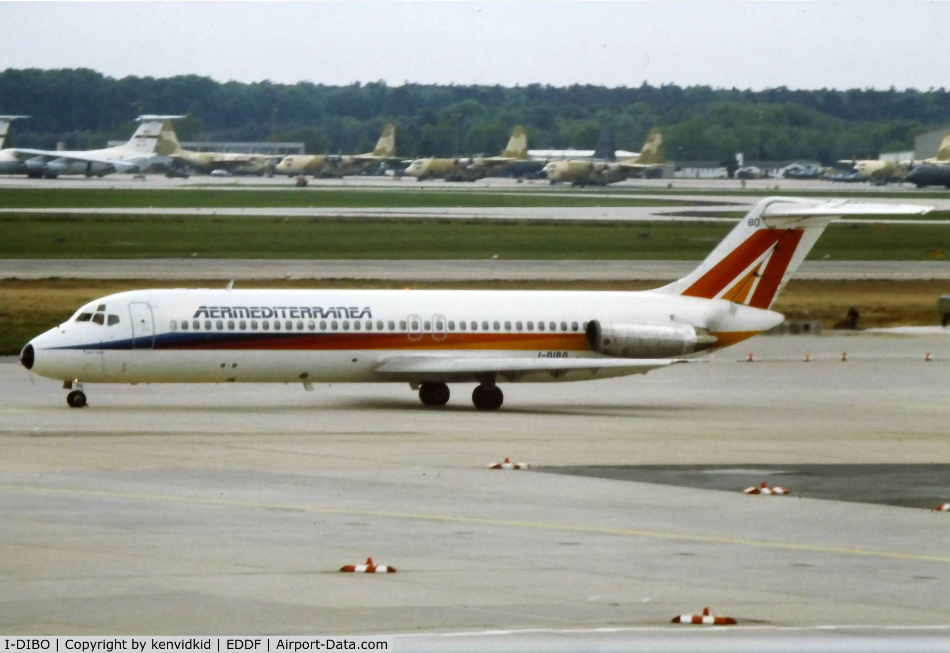 I-DIBO, 1969 Douglas DC-9-32 C/N 47237, At Frankfurt, early 1980's.