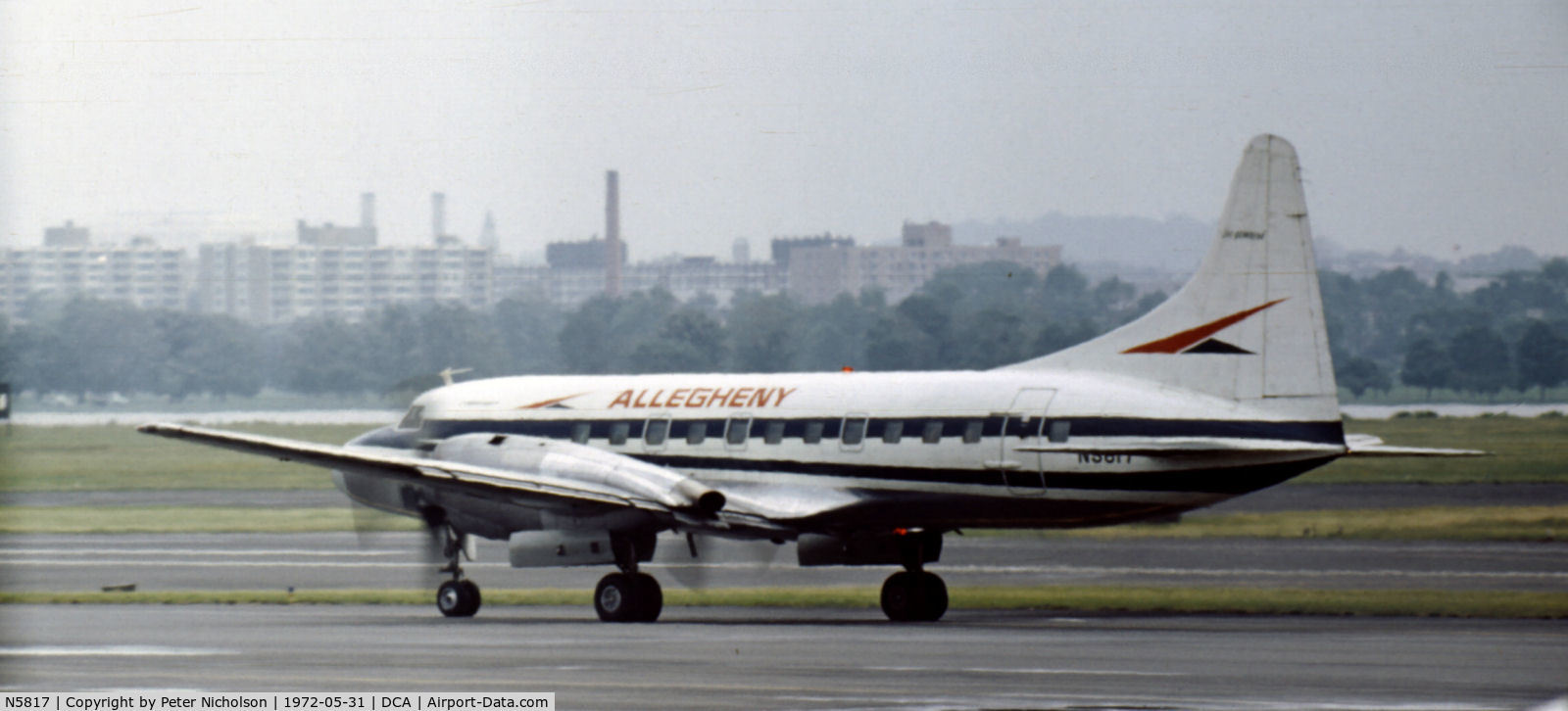 N5817, 1953 Convair CV-540 (340) C/N 340-081, Convair 340 of Allegheny Airlines as seen at Washington National in May 1972