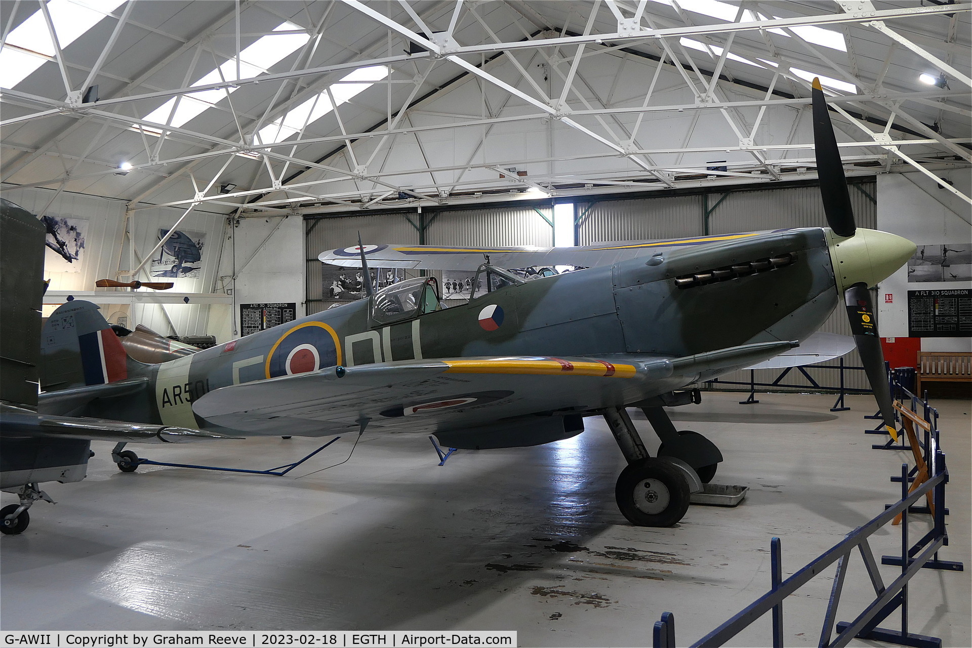 G-AWII, 1942 Supermarine 349 Spitfire LF.Vc C/N WASP/20/223, On display at the Shuttleworth Collection, Old Warden.
