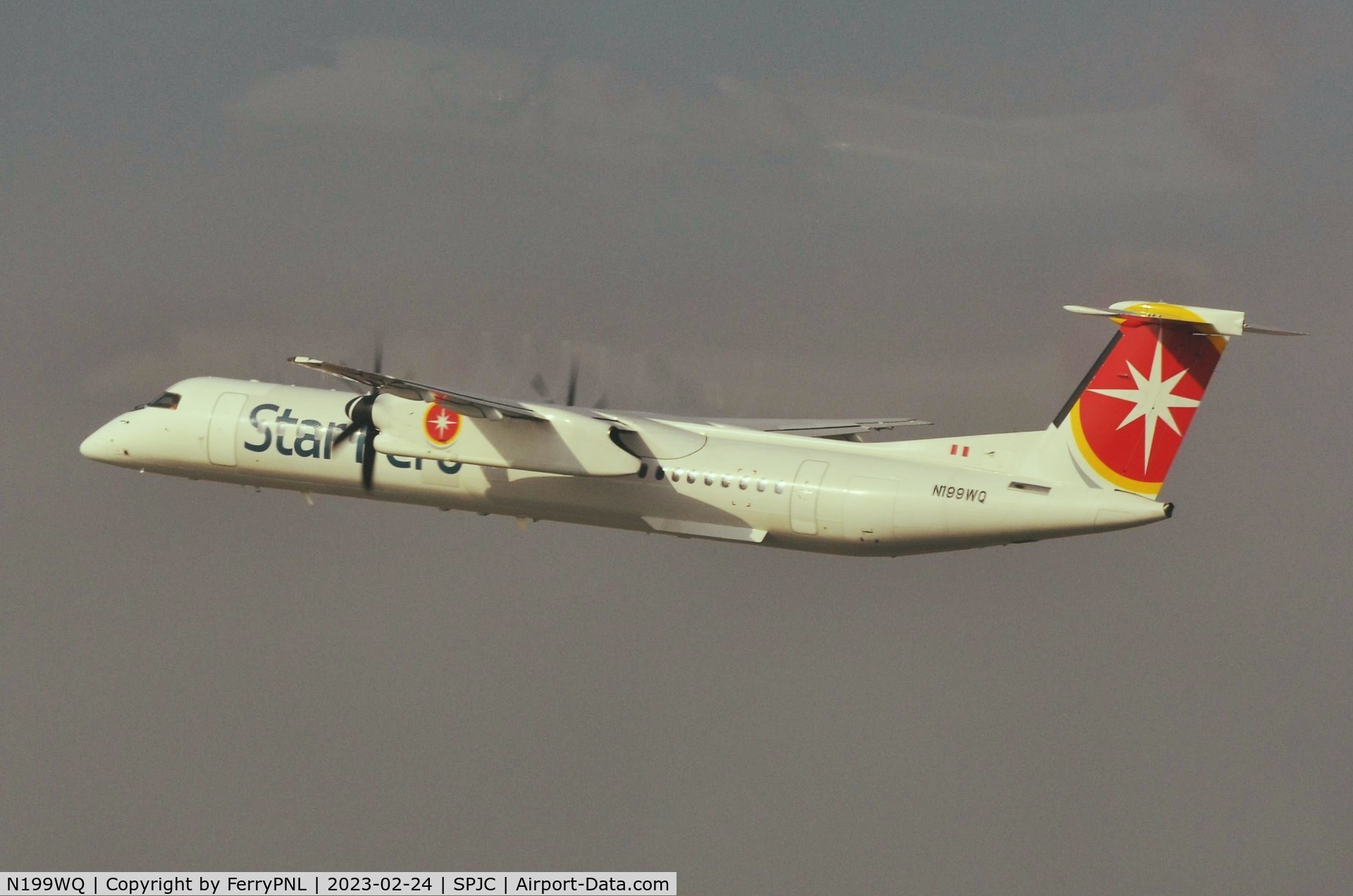 N199WQ, 2008 Bombardier DHC-8-402 Dash 8 C/N 4199, Star Peru DHC8 taking-off