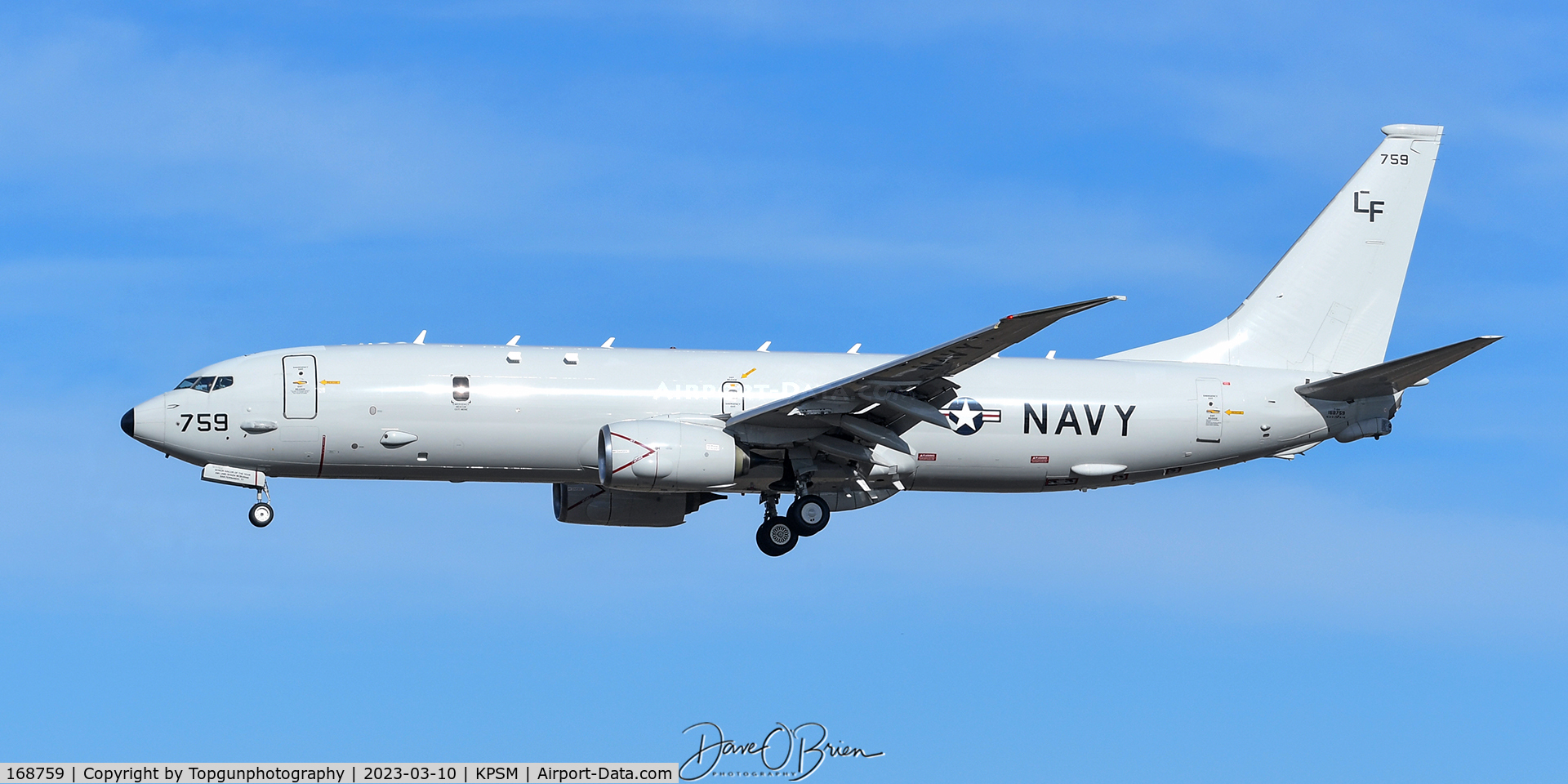 168759, 2014 Boeing P-8A Poseidon C/N 42255, TALON55 coming in to land RW34
