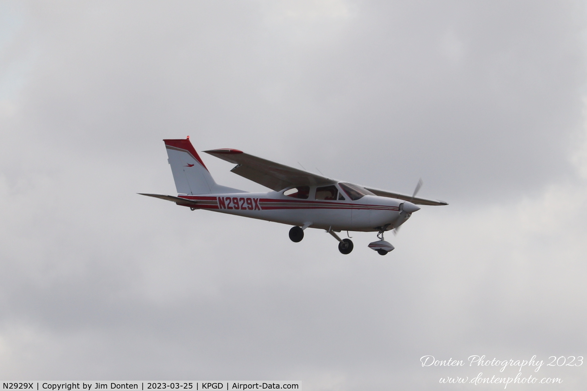 N2929X, 1967 Cessna 177 Cardinal C/N 17700329, Cardinal 2929X does pattern work on Runway 22 at Punta Gorda Airport