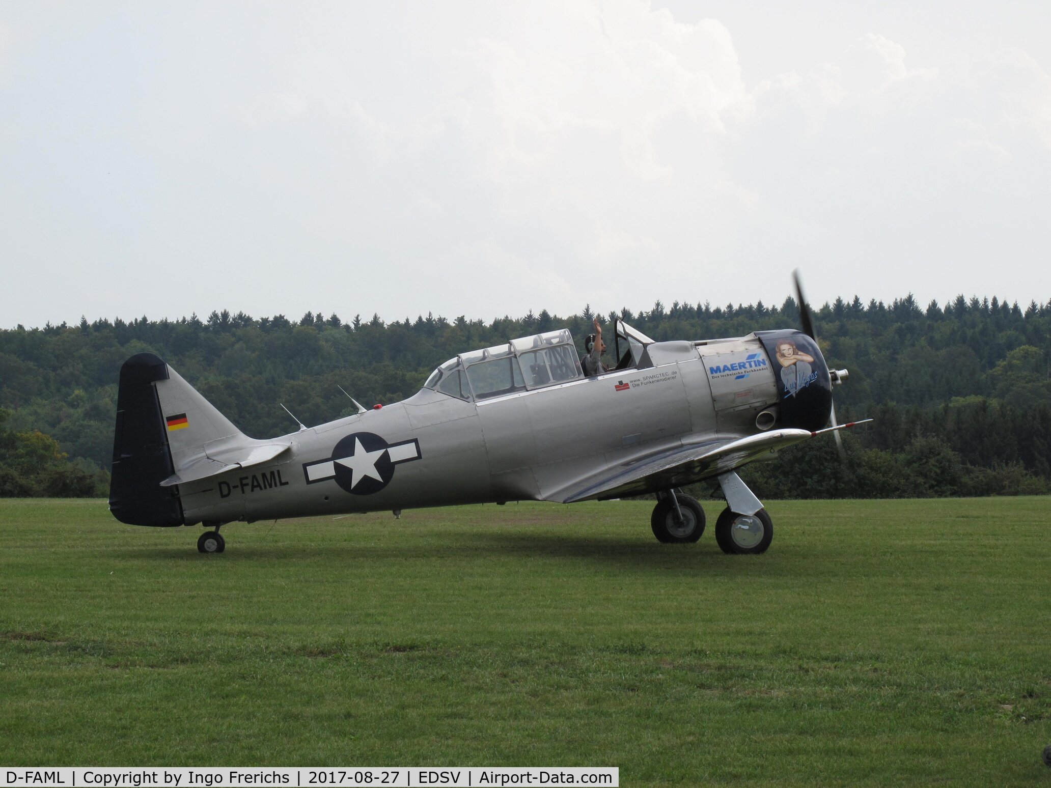 D-FAML, North American AT-6D Harvard III C/N 88-17026, D-FAML at Glider Airfield Waechtersberg (EDSV) in Wildberg in Germany.