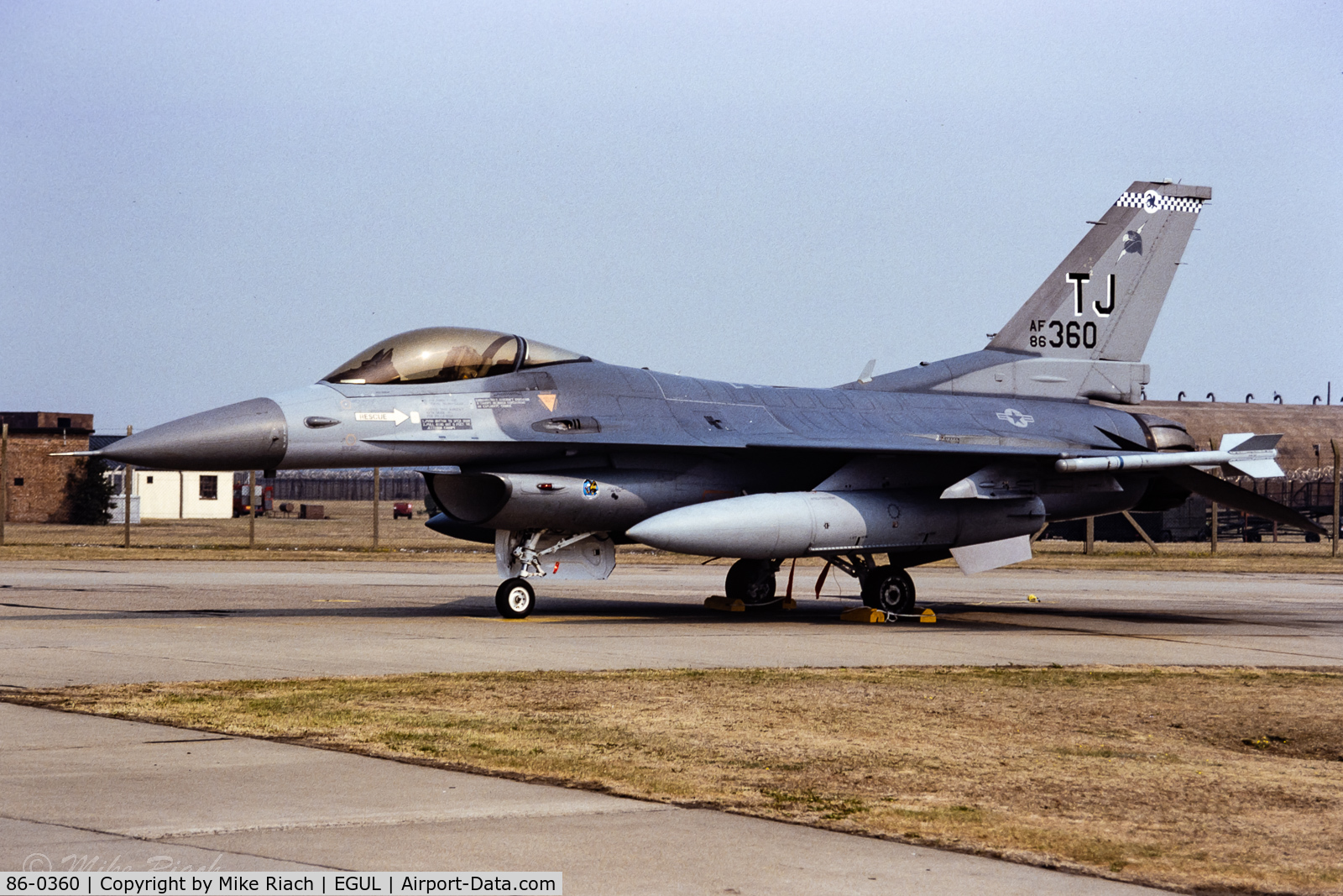 86-0360, 1986 General Dynamics F-16C Fighting Falcon C/N 5C-466, Photographed at Lakenheath during the Excalibur exercise in July 1990
