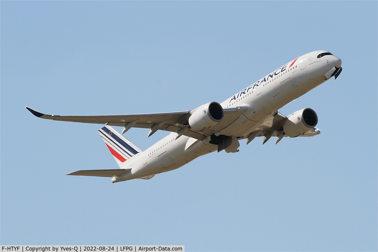 F-HTYF, 2020 Airbus A350-941 C/N 422, Airbus A350-941, Take off rwy 09R, Roissy Charles De Gaulle airport (LFPG-CDG)