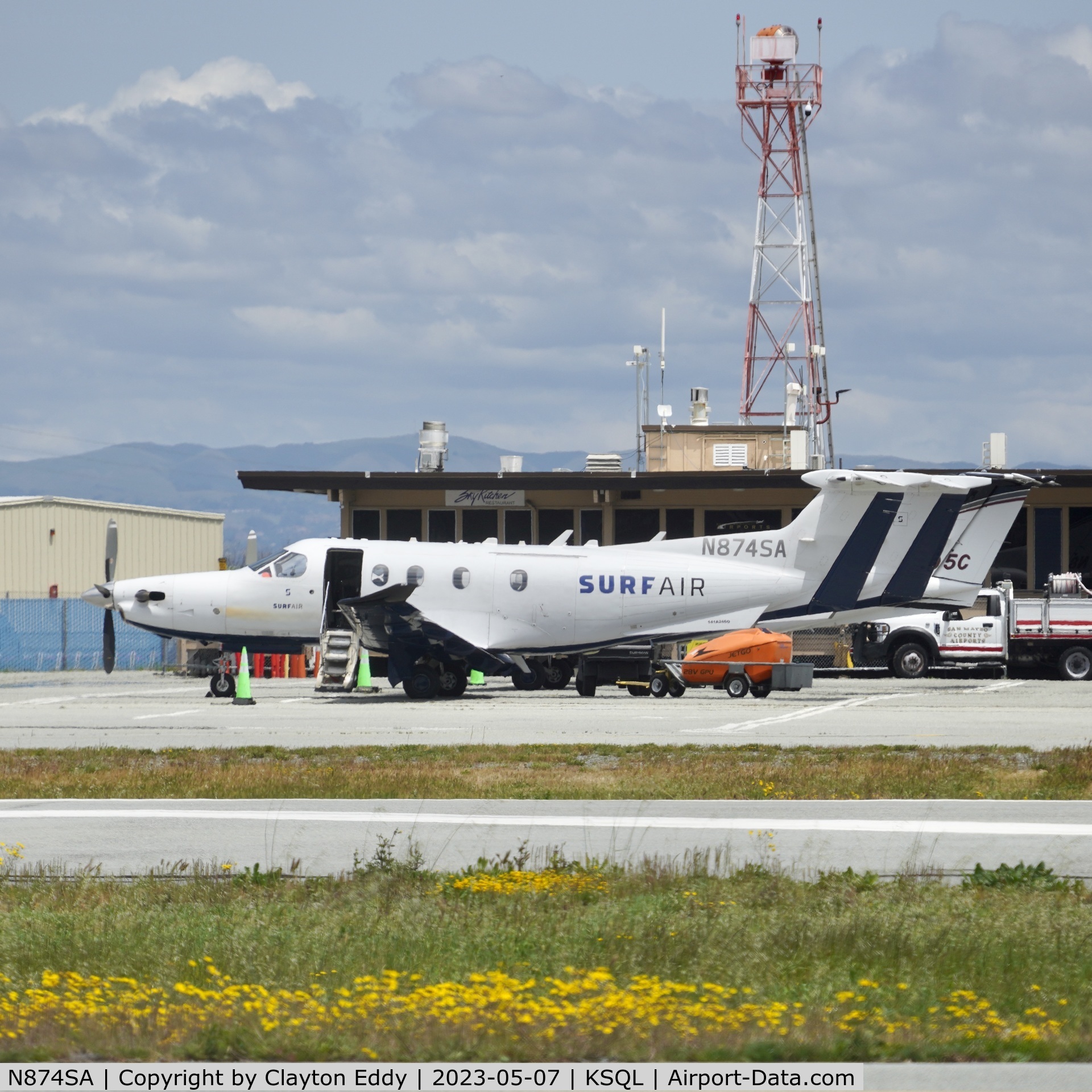 N874SA, 2015 Pilatus PC-12/47E C/N 1574, San Carlos Airport in California 2023.