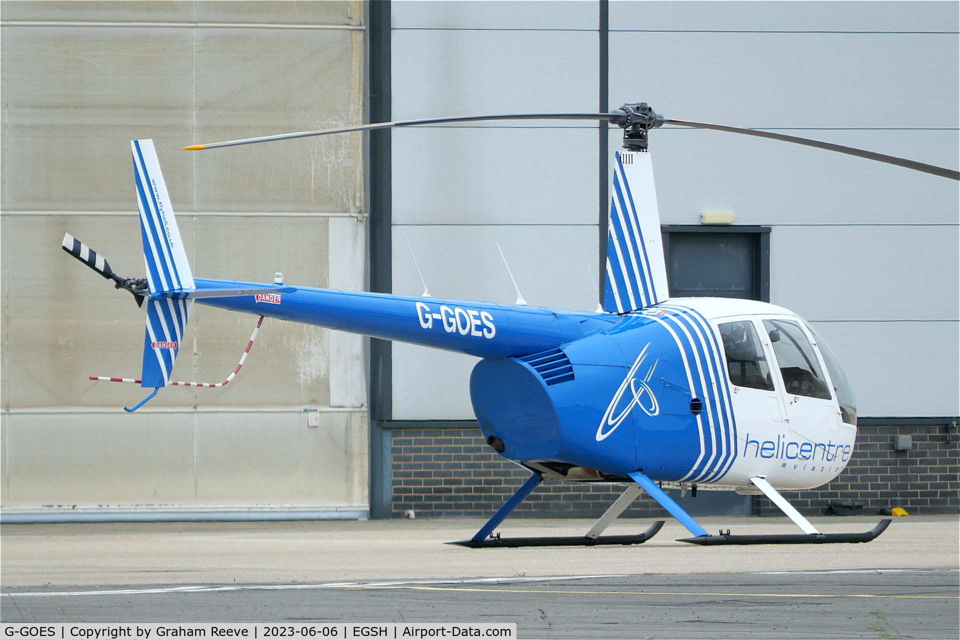 G-GOES, 2005 Robinson R44 Raven II C/N 10942, Parked at Norwich.