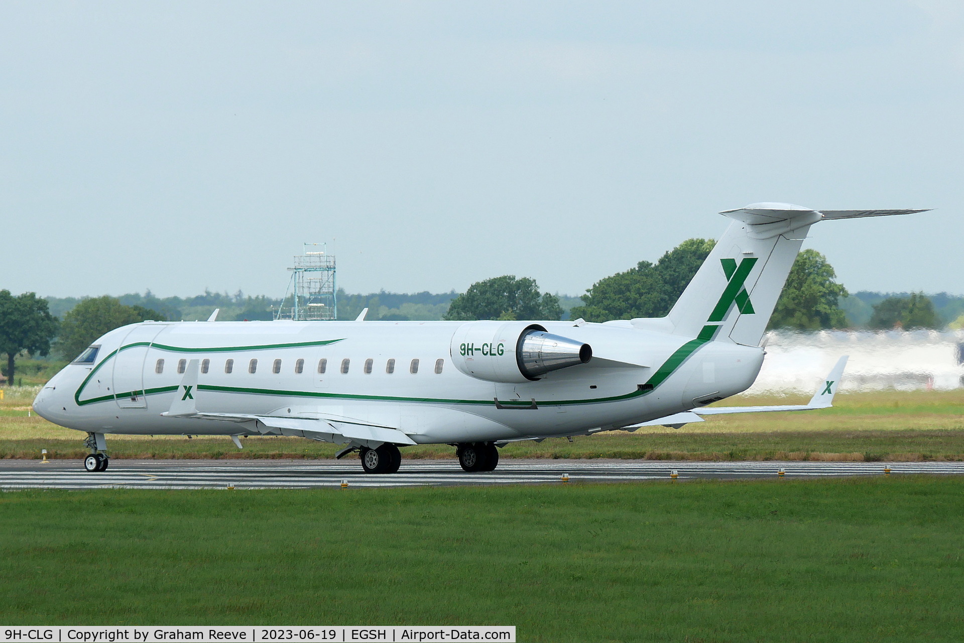 9H-CLG, 2006 Bombardier Challenger 850 (CL-600-2B19) C/N 8063, Departing from Norwich.
