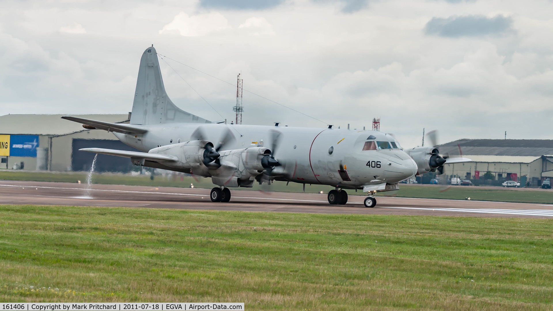 161406, Lockheed P-3C Orion C/N 285A-5743, RIAT 2011 with either a fuel or water leak