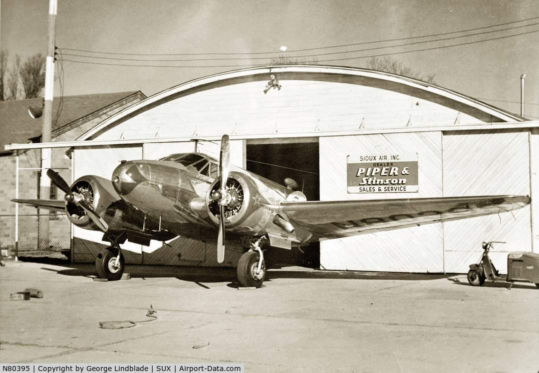 N80395, 1954 Beech D18S C/N A-366, Gene Autry's plane gasing up at Sioux Air in Sioux City IA