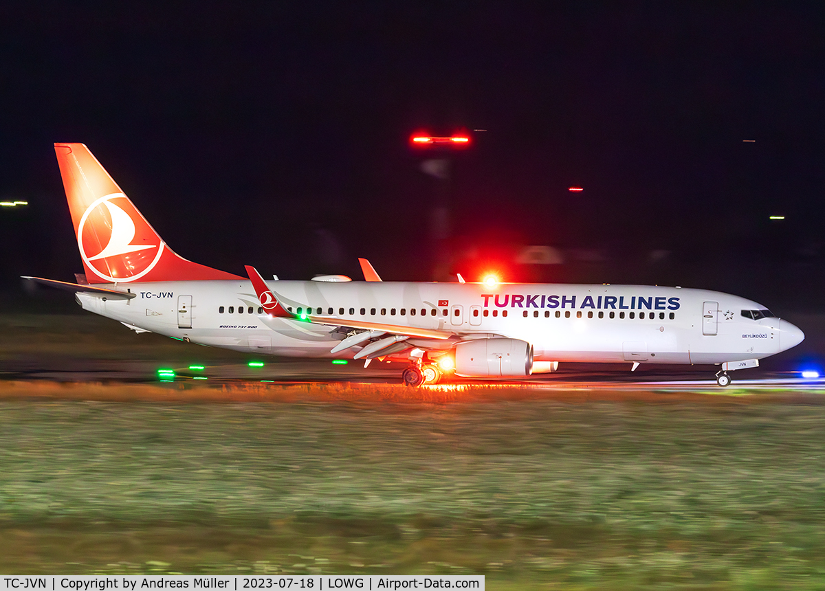 TC-JVN, 2016 Boeing 737-8F2 C/N 60018, Arriving from Antalya.