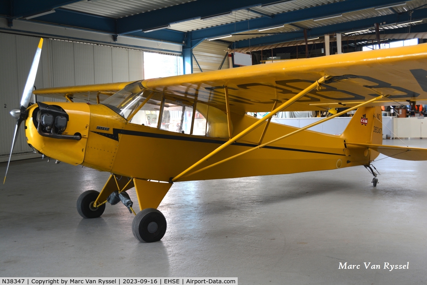 N38347, 1941 Piper J3C-65 Cub C/N 6955, At Breda / Seppe Airport.
