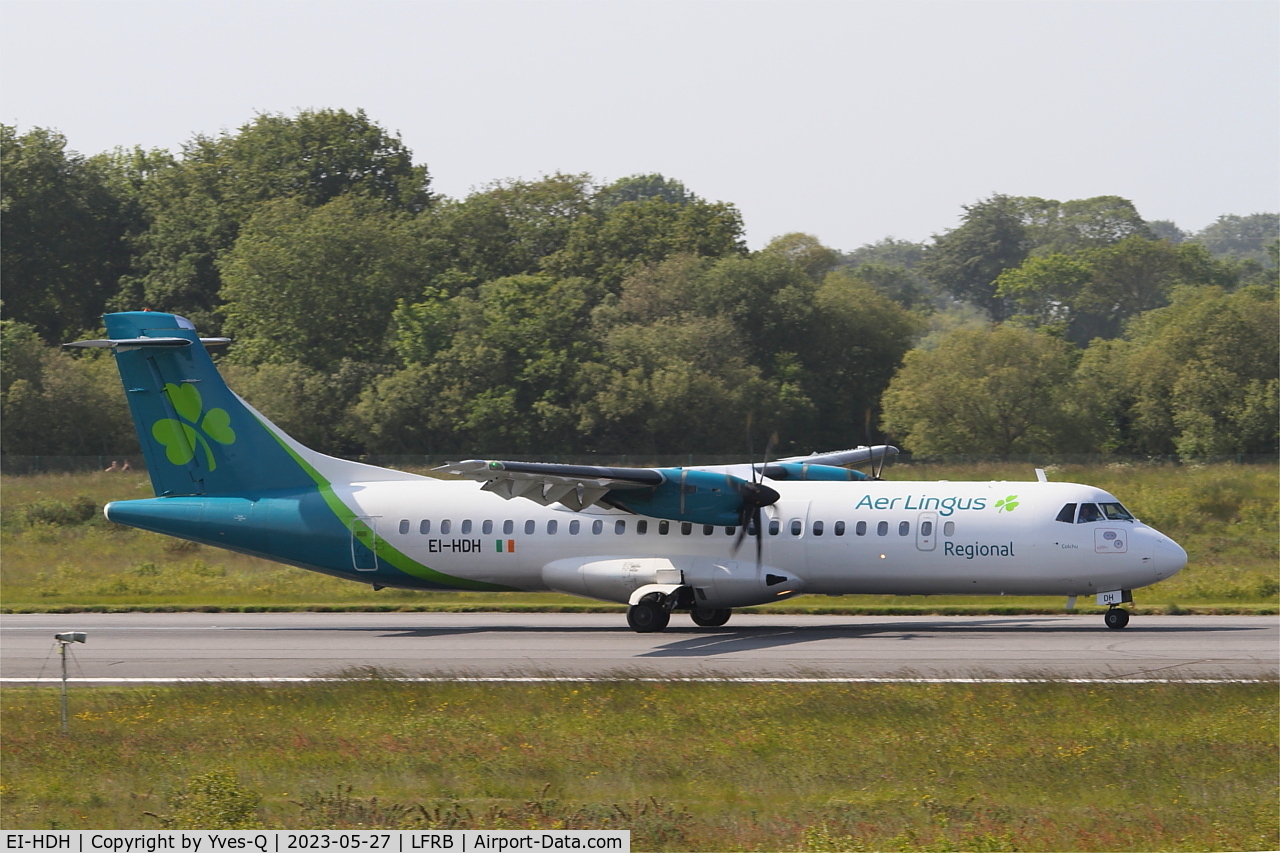 EI-HDH, 2014 ATR 72-212A C/N 1169, ATR 72-212A, Take off run rwy 07R, Brest-Bretagne airport (LFRB-BES)