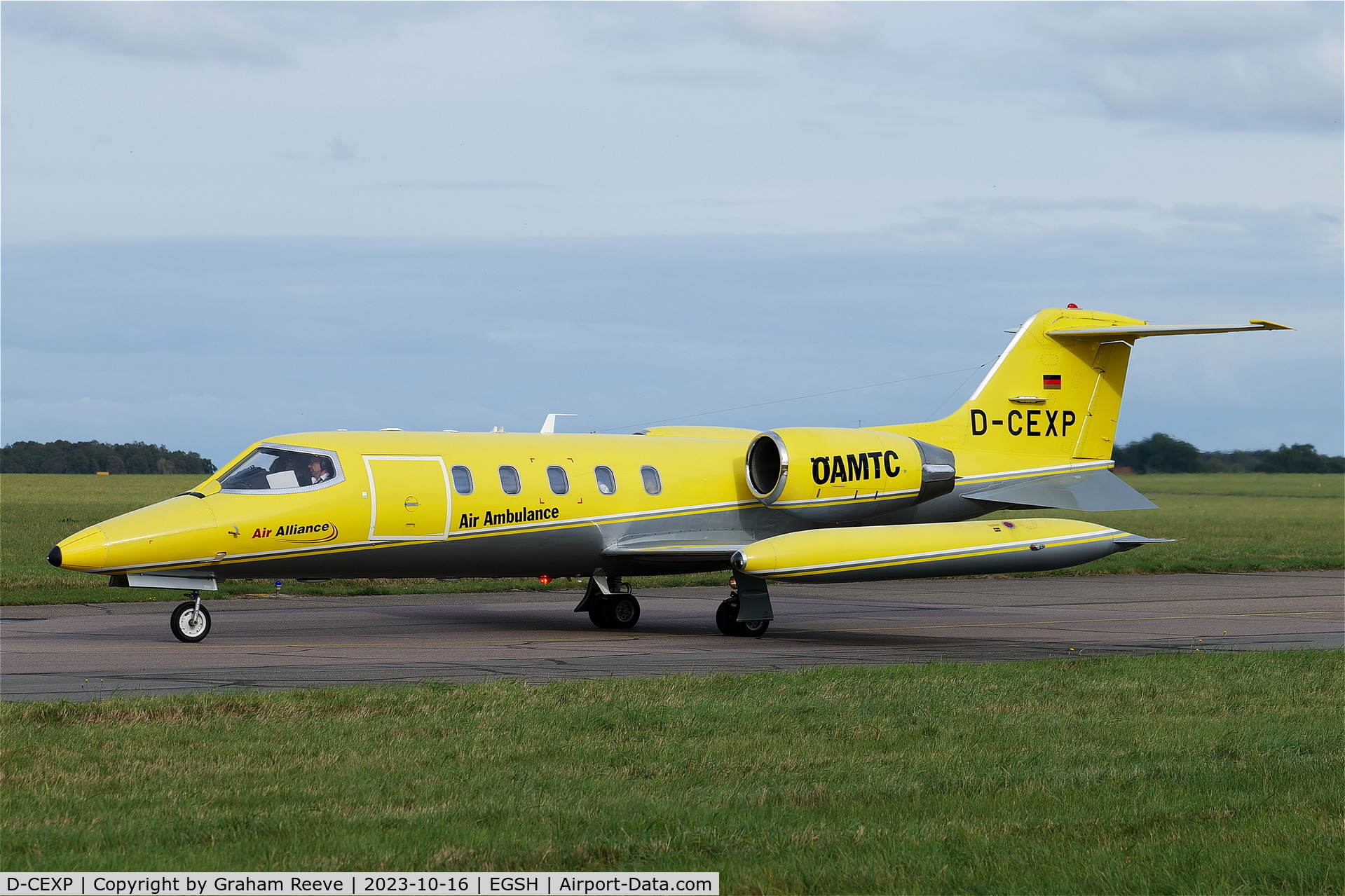 D-CEXP, 1986 Gates Learjet 35A C/N 616, Just landed at Norwich.