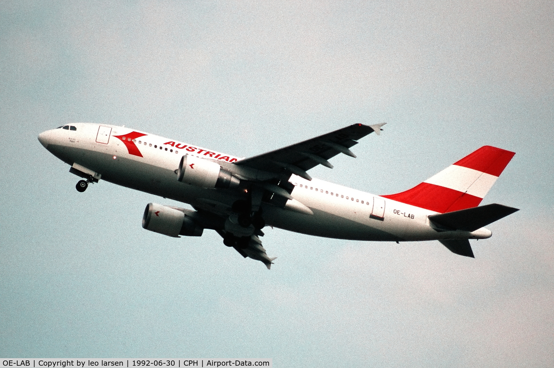 OE-LAB, 1989 Airbus A310-324 C/N 492, Copenhagen 30.6.1992