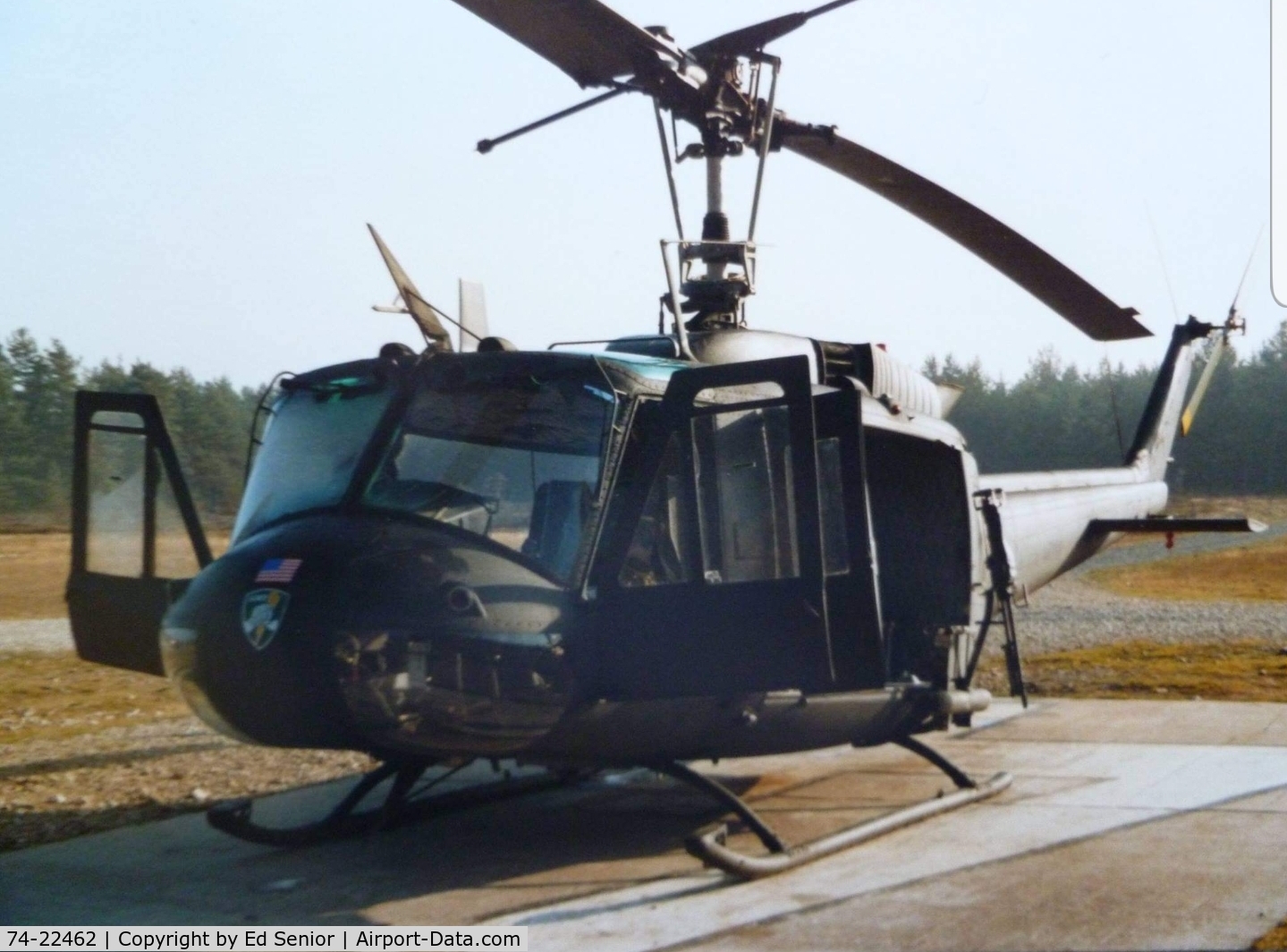 74-22462, 1974 Bell UH-1H Iroquois C/N 13786, Air gunnery range Germany 1990. Assigned 56th Aviation Co. Mannheim Germany Coleman Barracks