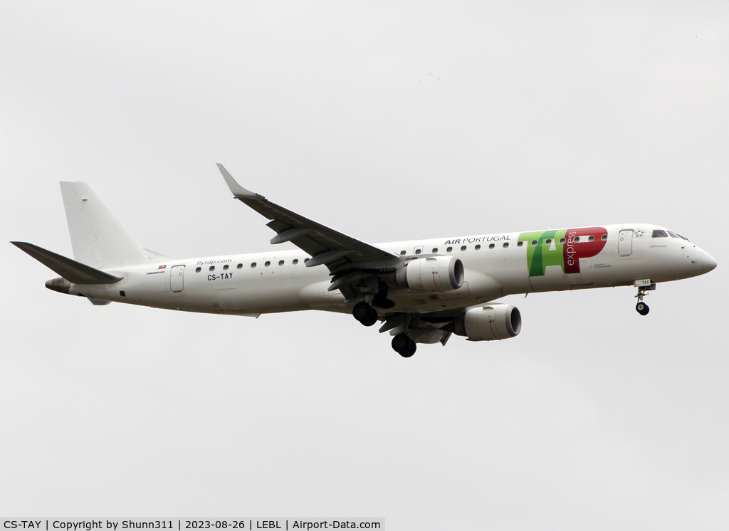 CS-TAY, 2010 Embraer 195LR (ERJ-190-200LR) C/N 19000357, Landing rwy 06L... White tail c/s