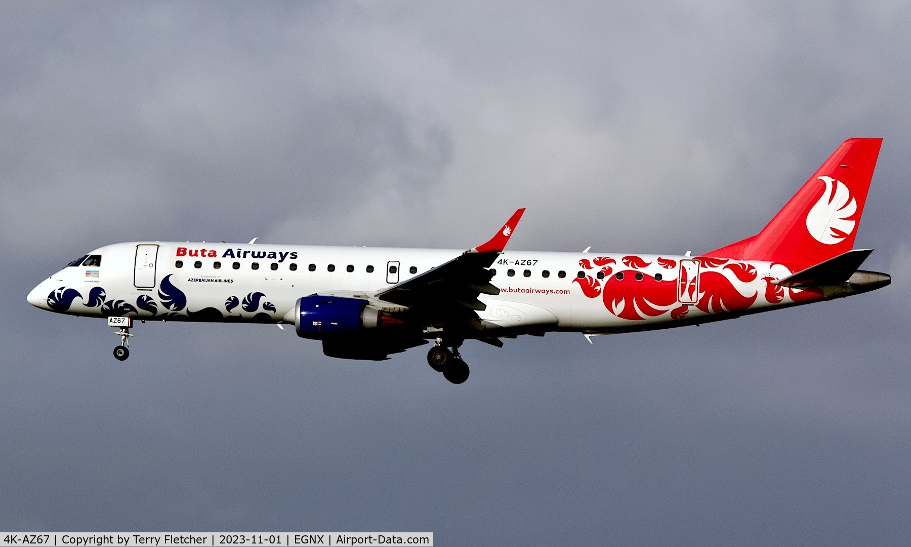 4K-AZ67, 2013 Embraer ERJ 190AR C/N 19000636, Arriving at East Midlands