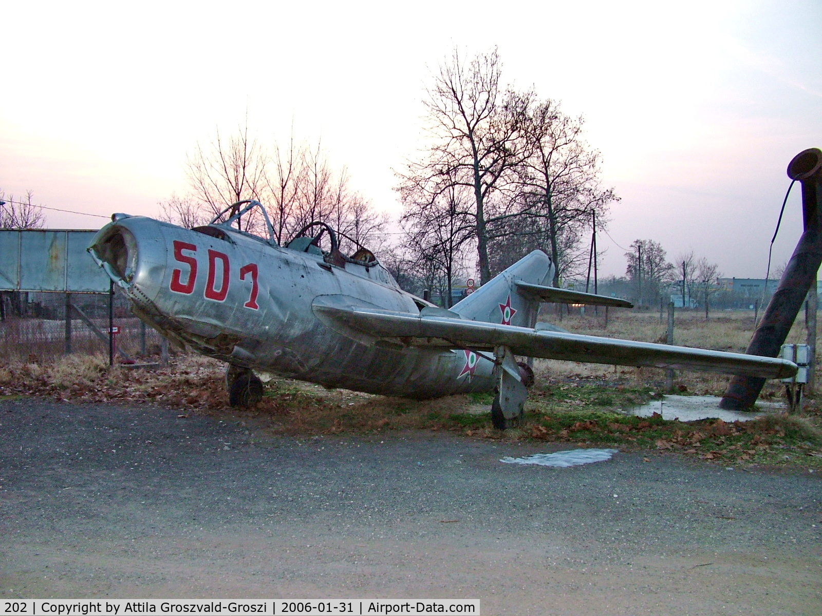 202, 1955 Mikoyan-Gurevich MiG-15UTI C/N 10993202, It was displayed at a gas station on the outskirts of Solt, until it fell off the pedestal