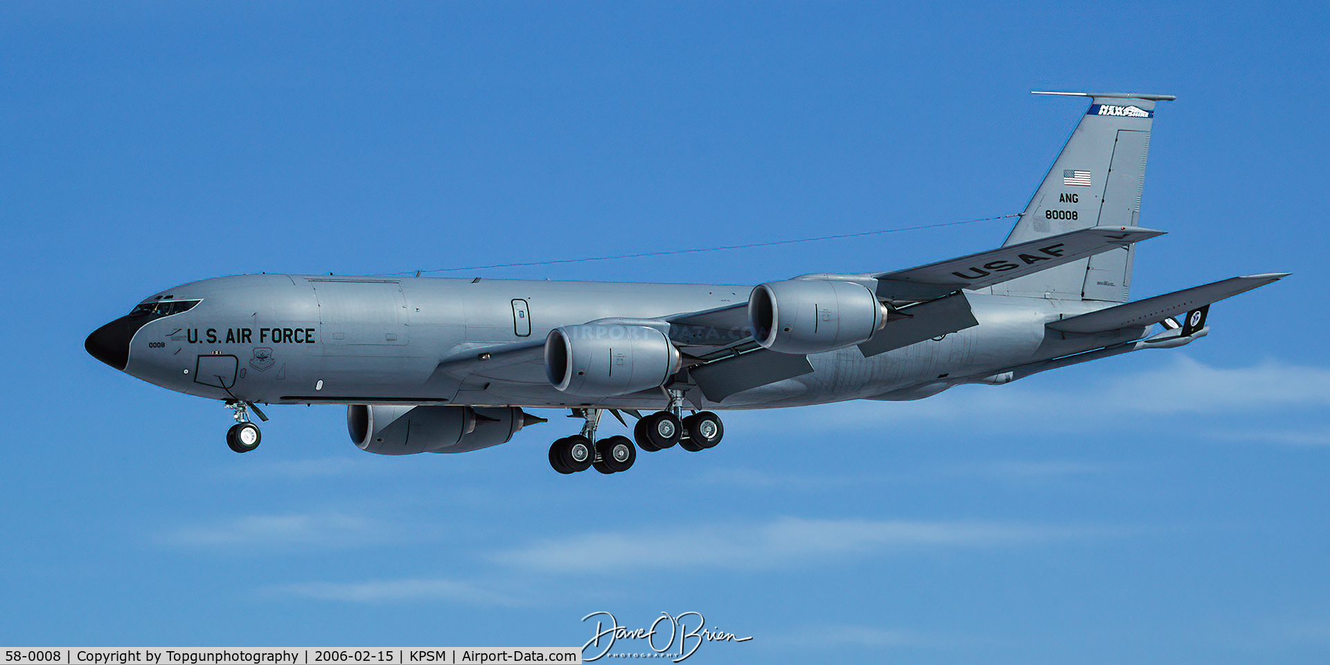 58-0008, 1958 Boeing KC-135R Stratotanker C/N 17753, PACK32 sporting the new NH ANG Tail Flash