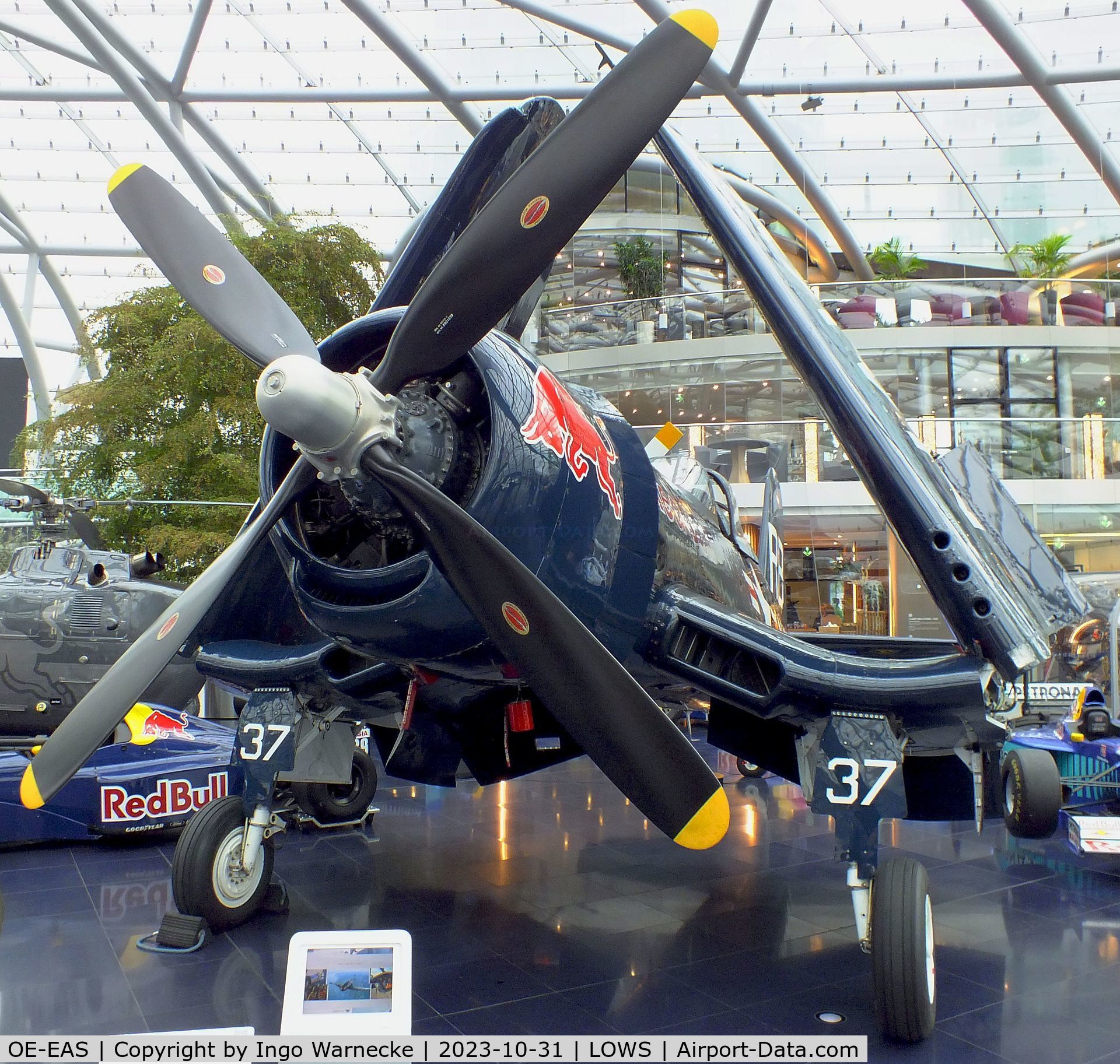 OE-EAS, 1945 Vought F4U-4 Corsair C/N 9149, Vought F4U-4 Corsair at the Hangar 7 / Red Bull Air Museum, Salzburg