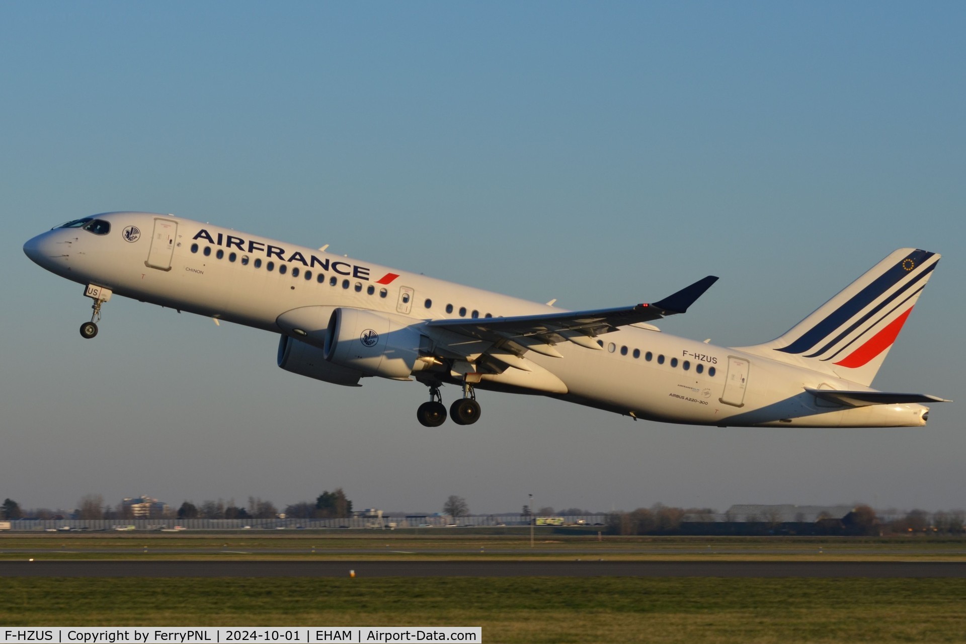 F-HZUS, 2022 Airbus A220-300 C/N 55200, Air France A223 departing AMS