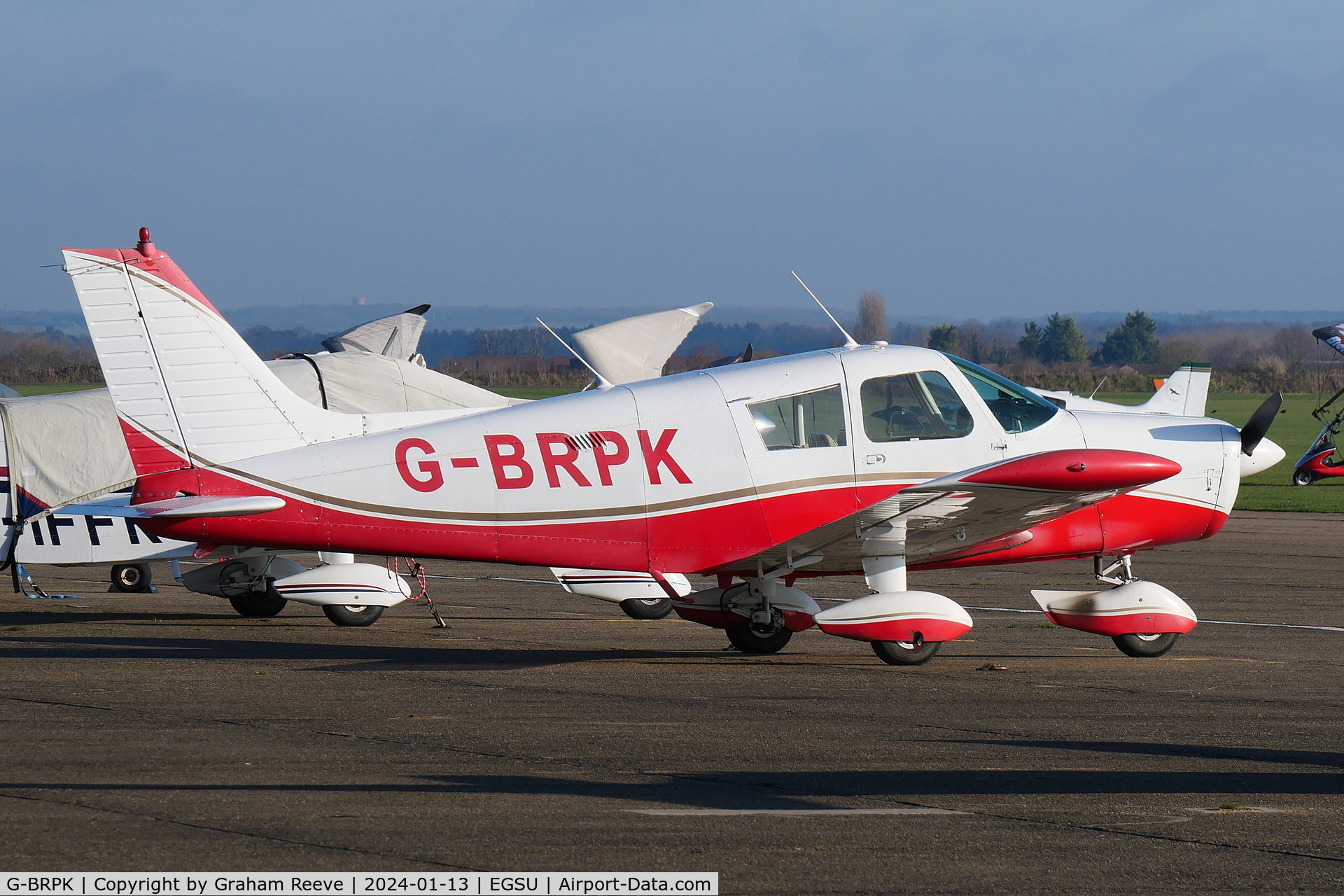 G-BRPK, 1972 Piper PA-28-140 Cherokee C/N 28-7325070, Parked at Duxford.